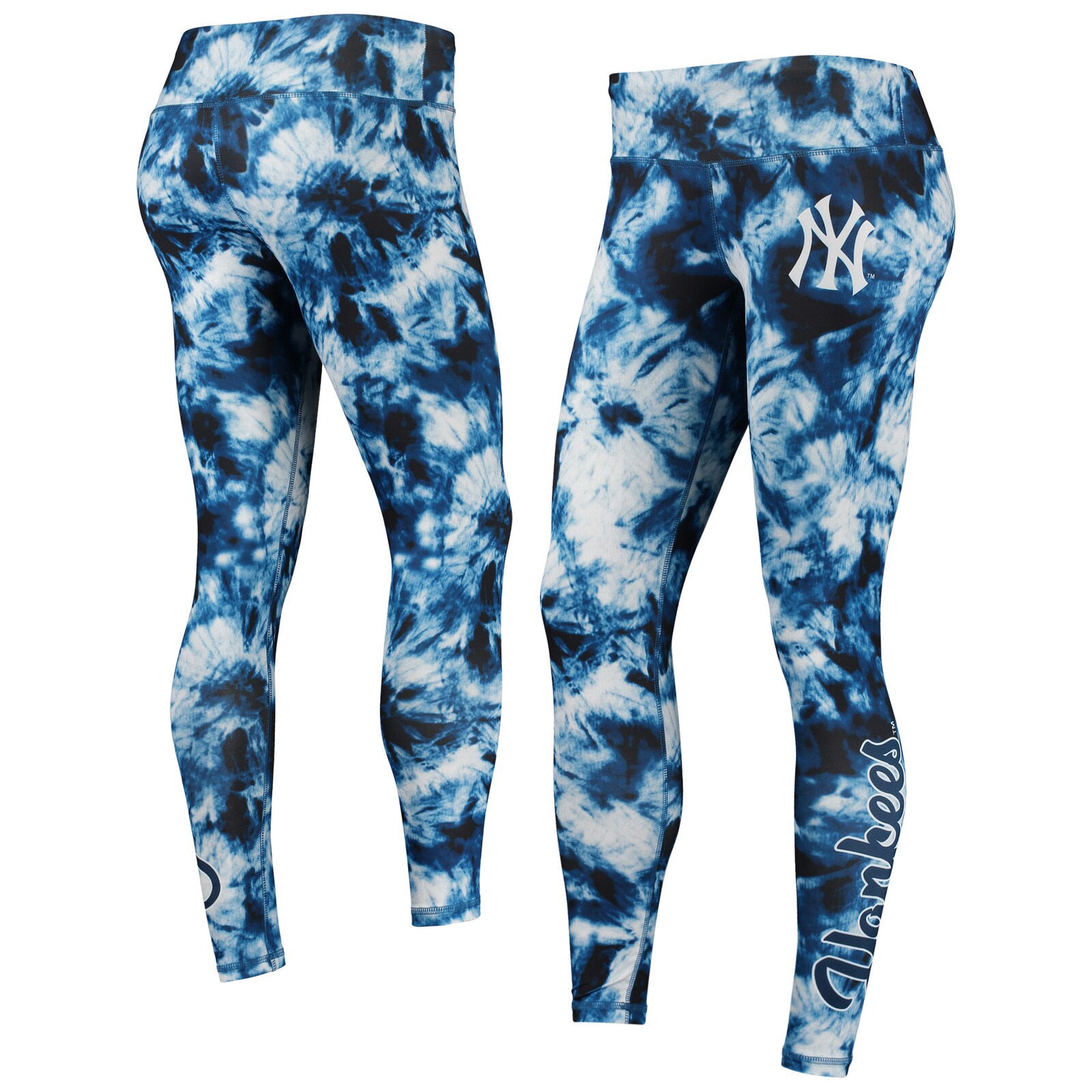 여성용 New York Yankees FOCO 네이비 타이다이 레깅스