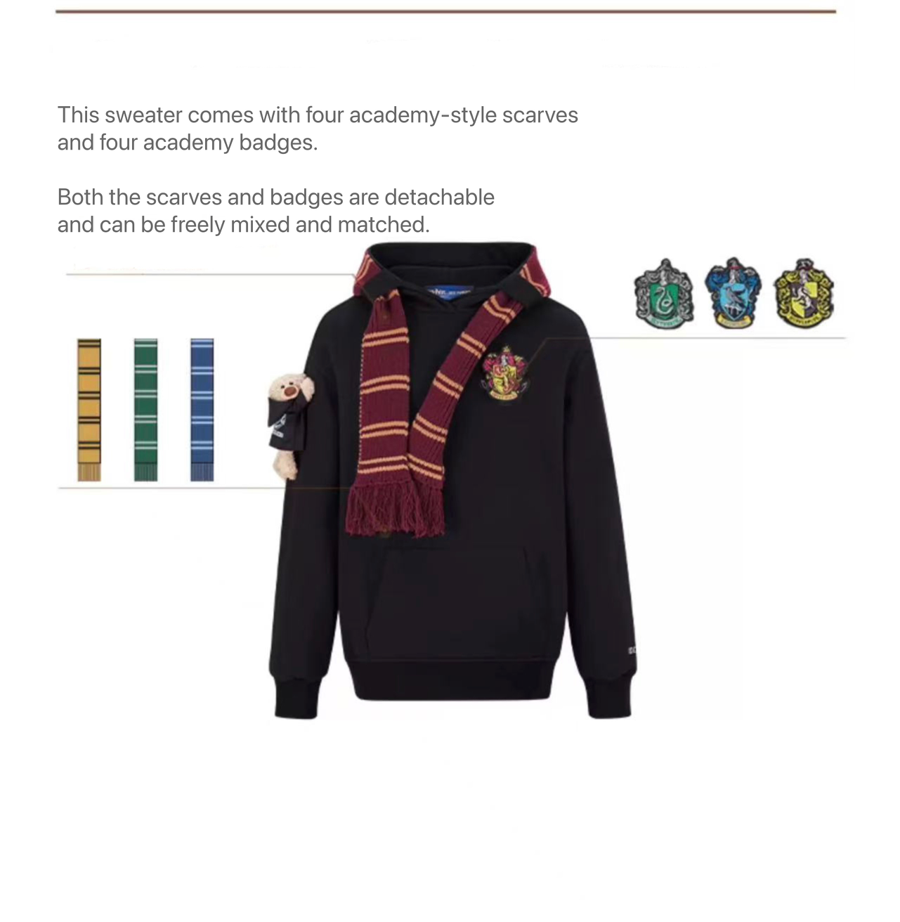 Harry Potter × 13DE MARZO 호그와트 4개 기숙사 베어 머플러 스웨터 상세 이미지 4