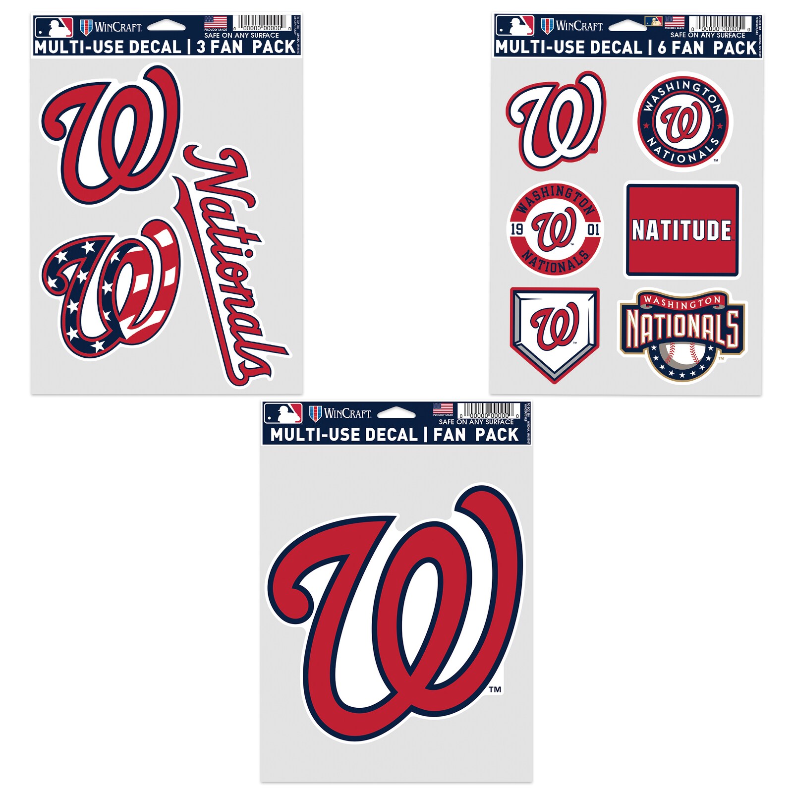 Washington Nationals WinCraft 3종 팬 데칼 세트