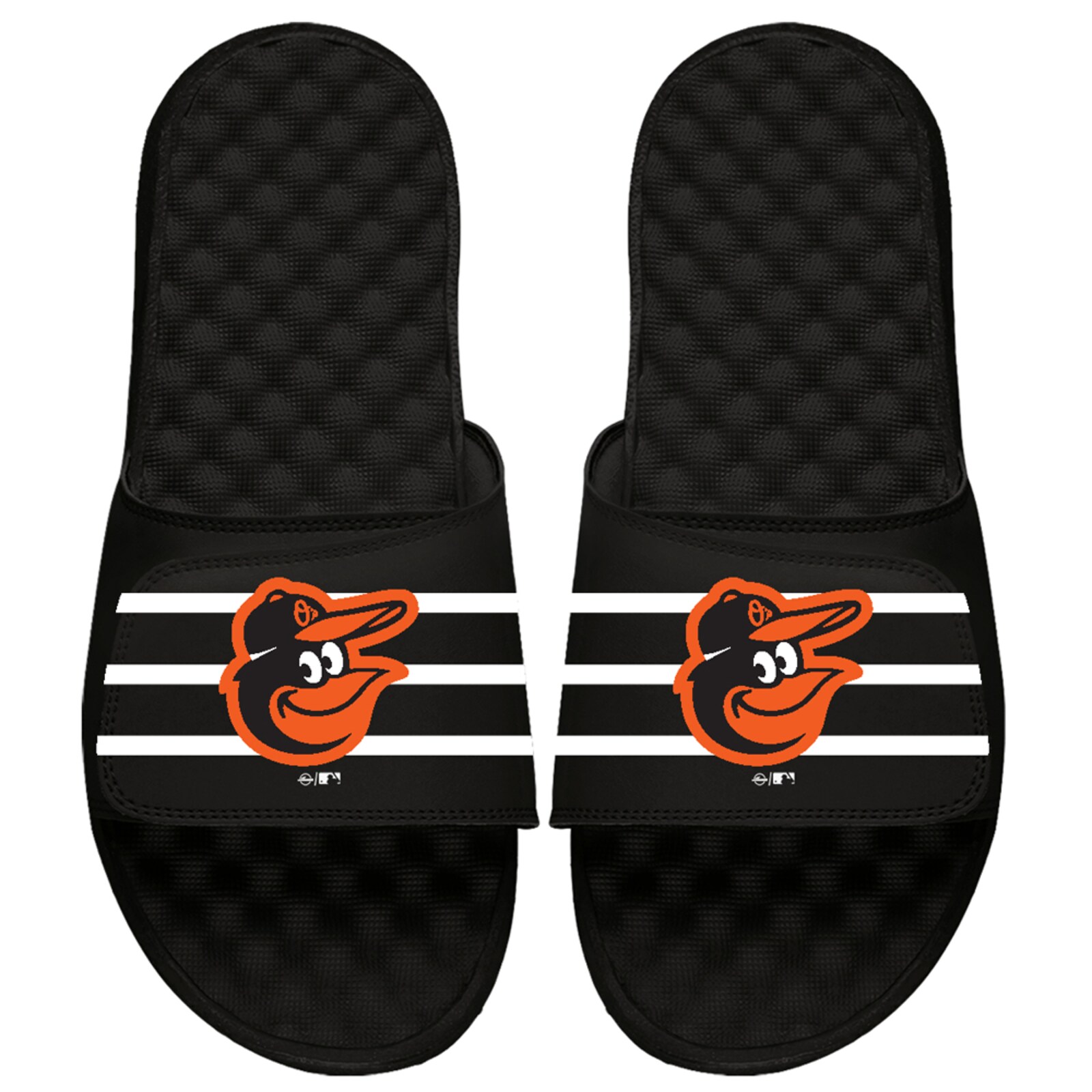 Baltimore Orioles ISlide 유소년 MLB 스트라이프 슬라이드 샌들 - 블랙