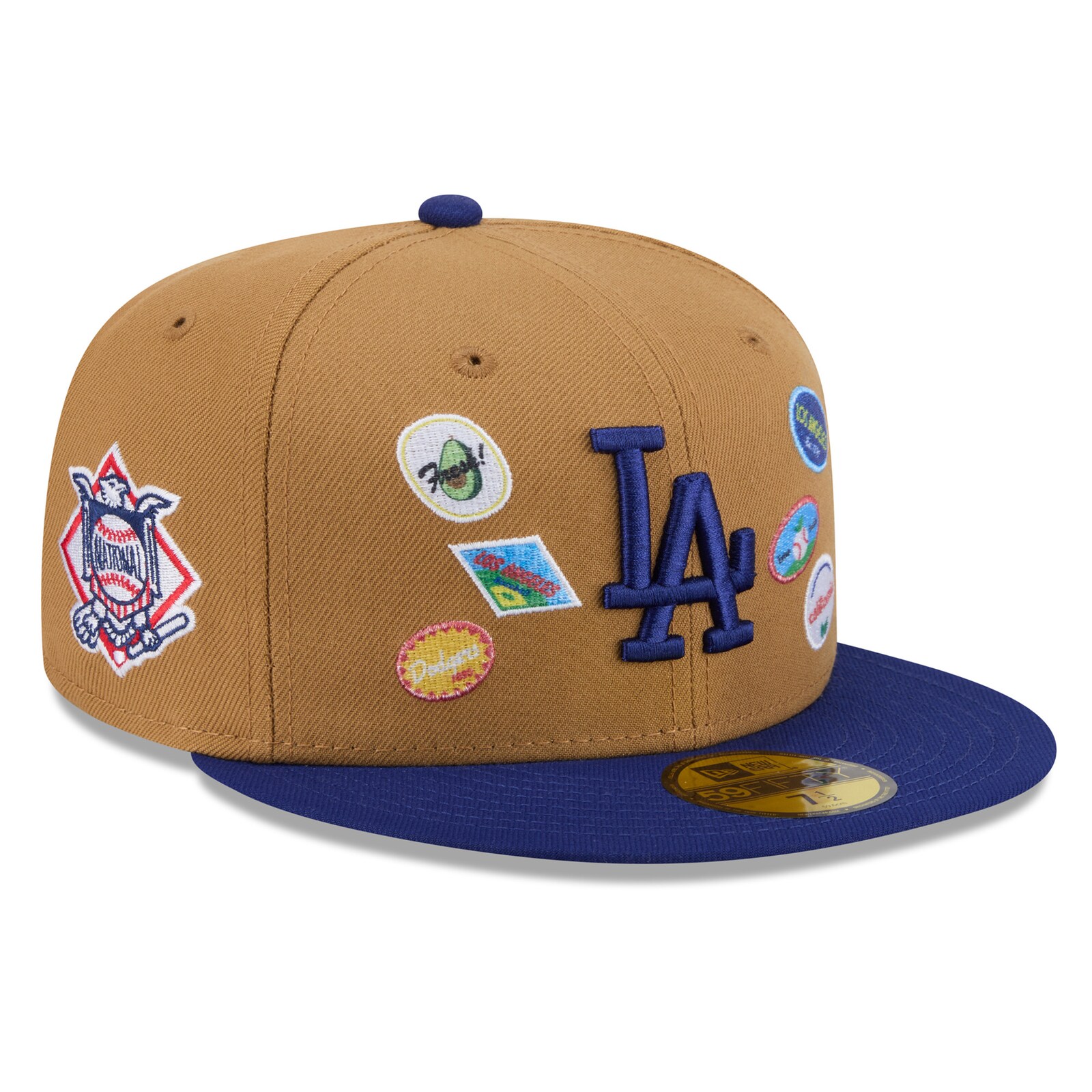 남성용 Los Angeles Dodgers New Era 탄 프루트 스티커 59FIFTY 피티드 모자 상세 이미지 2