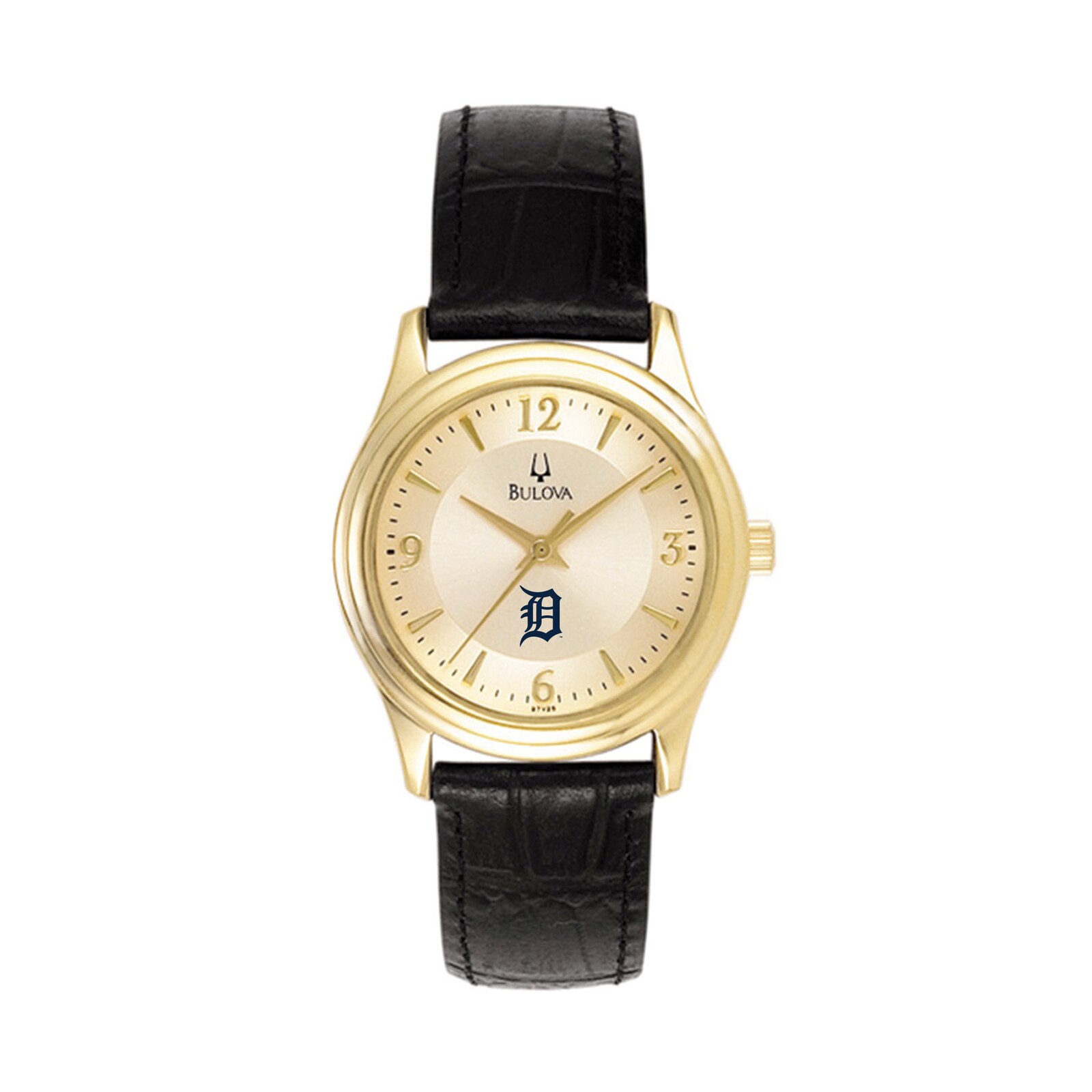 여성용 Detroit Tigers Bulova 골드 가죽 스트랩 시계