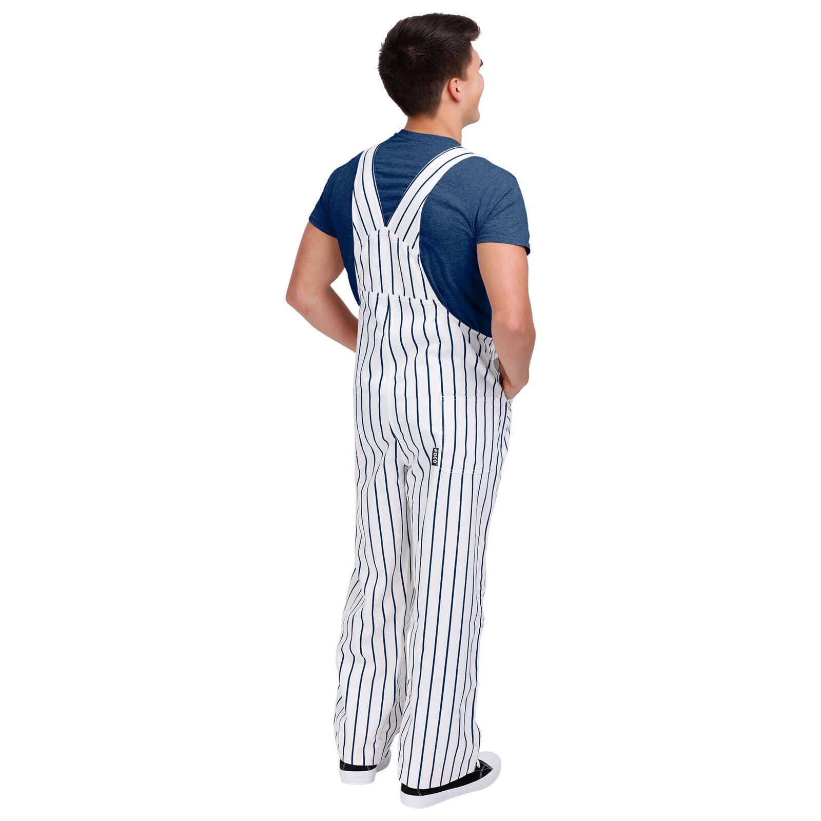 남성용 New York Yankees FOCO 화이트 핀스트라이프 빕 오버올 상세 이미지 3