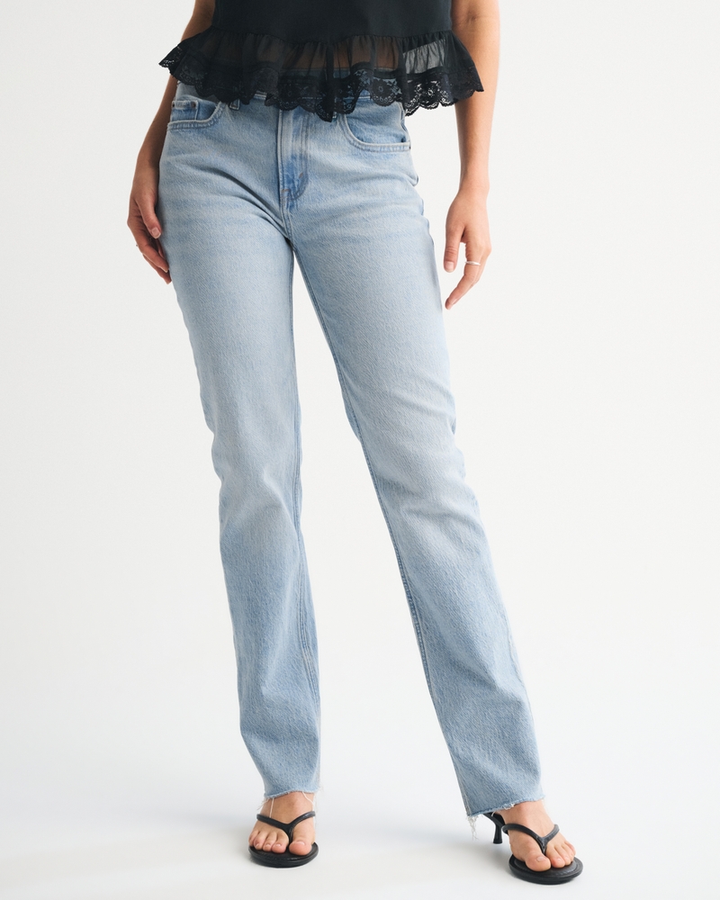 Mid Rise 90s Straight Frayed Hem Jean 상세 이미지 3