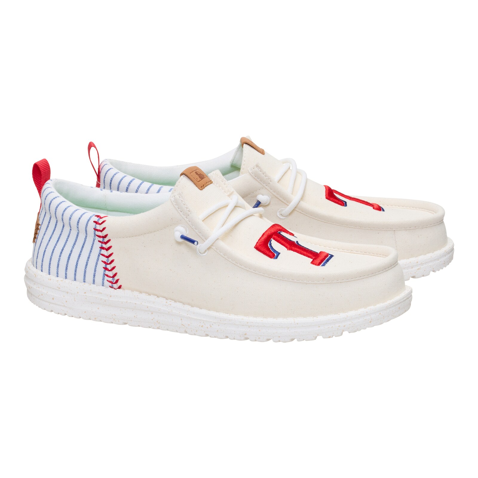 남성용 Texas Rangers Hey Dude 화이트 Wally 캐주얼 슬립온 슈즈 상세 이미지 2