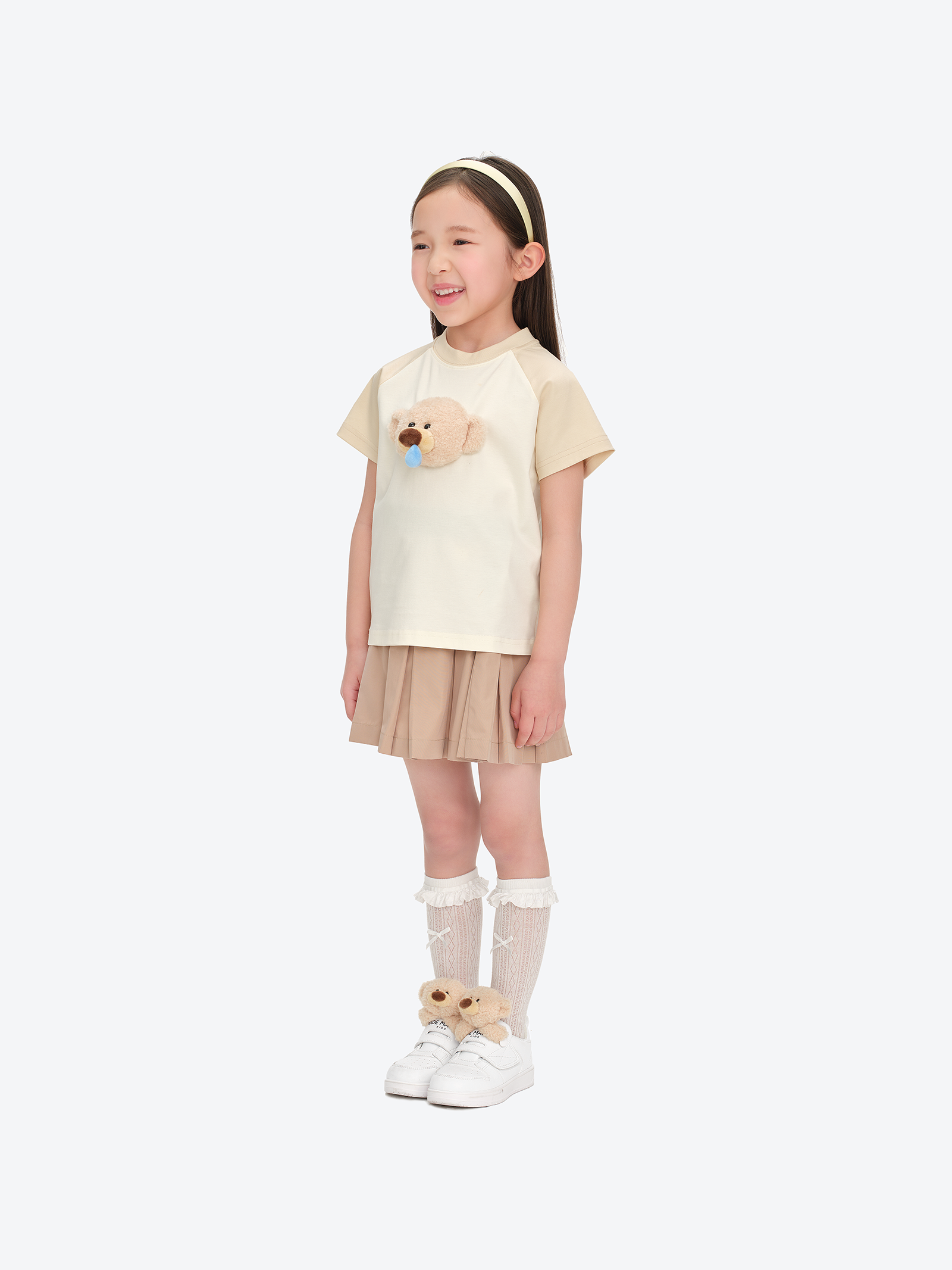 BabyBear 멍한 표정 티셔츠 카키 상세 이미지 3