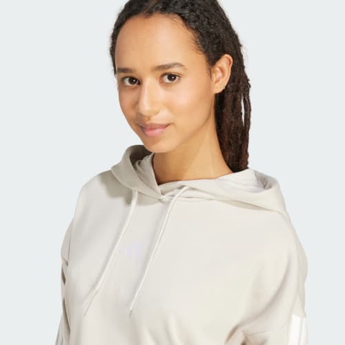 Essentials 3-Stripes French Terry Crop Hoodie 상세 이미지 6
