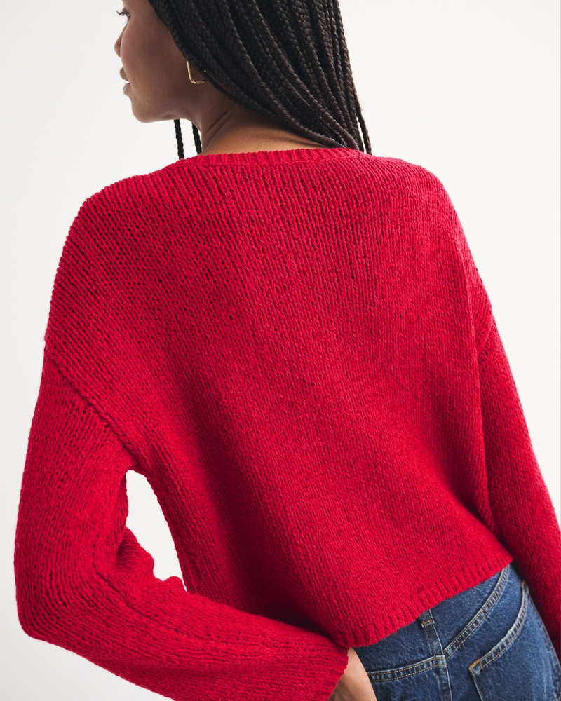 Open-Stitch Textural Crew Cardigan 상세 이미지 5