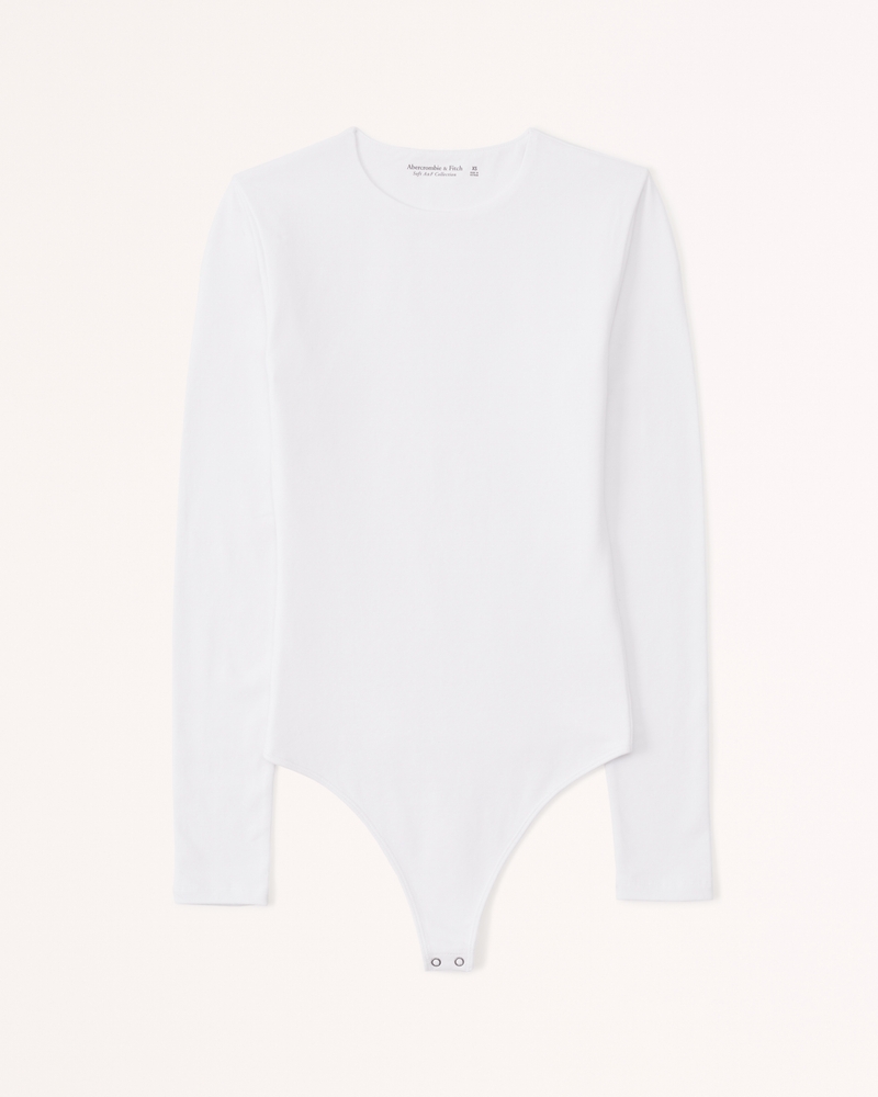 Long-Sleeve Cotton-Blend Seamless Fabric Crew Bodysuit 상세 이미지 6