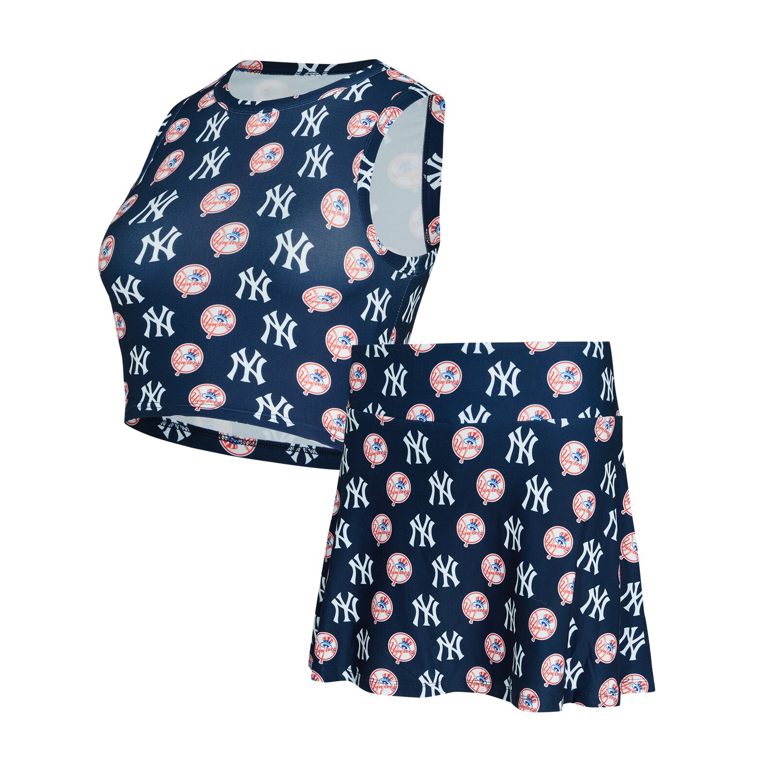 Women's New York Yankees Concepts Sport 네이비 니트 탱크톱 & 스코트 세트 상세 이미지 4