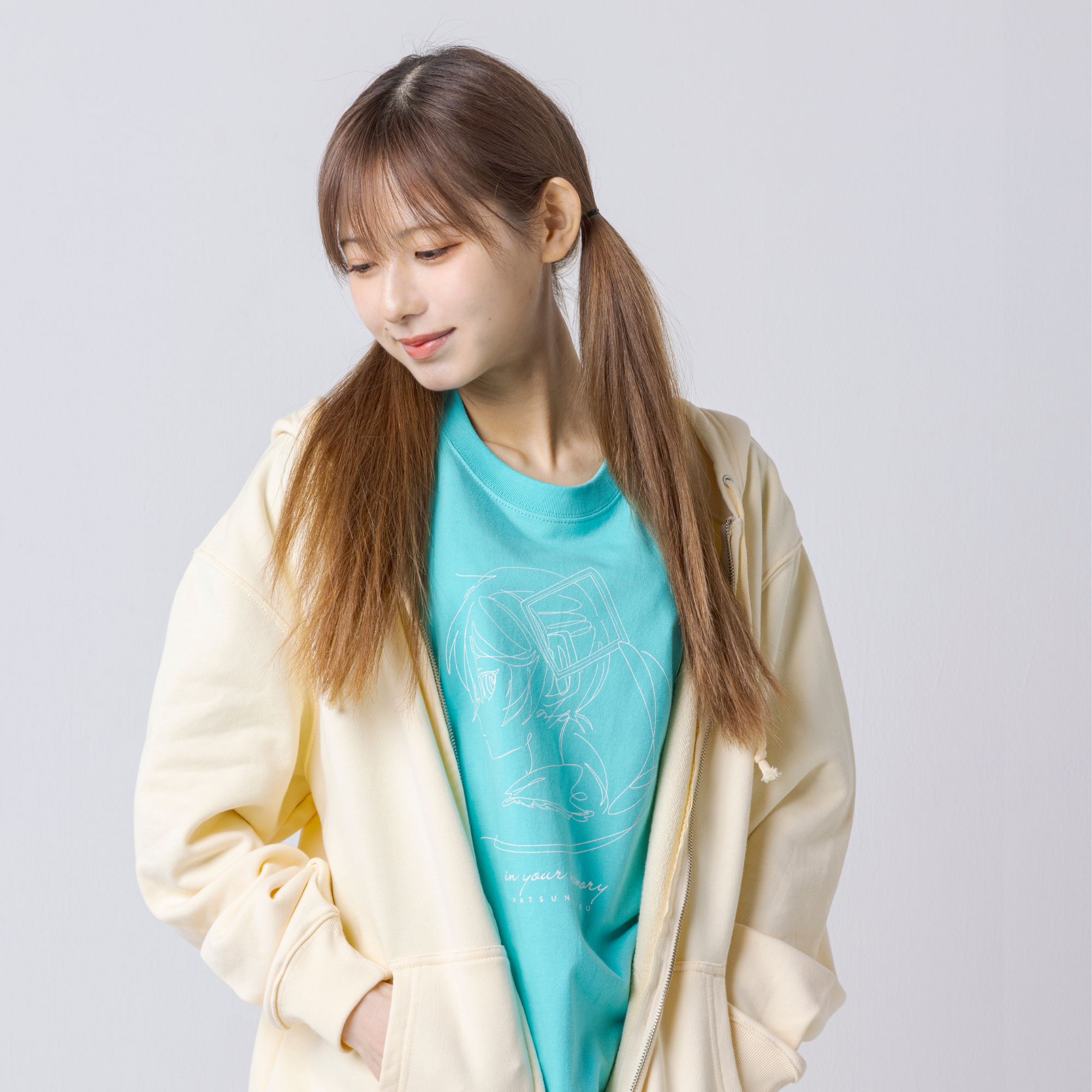(굿즈 - 아우터) 하츠네 미쿠 지퍼 프런트 후드 집업 상세 이미지 10