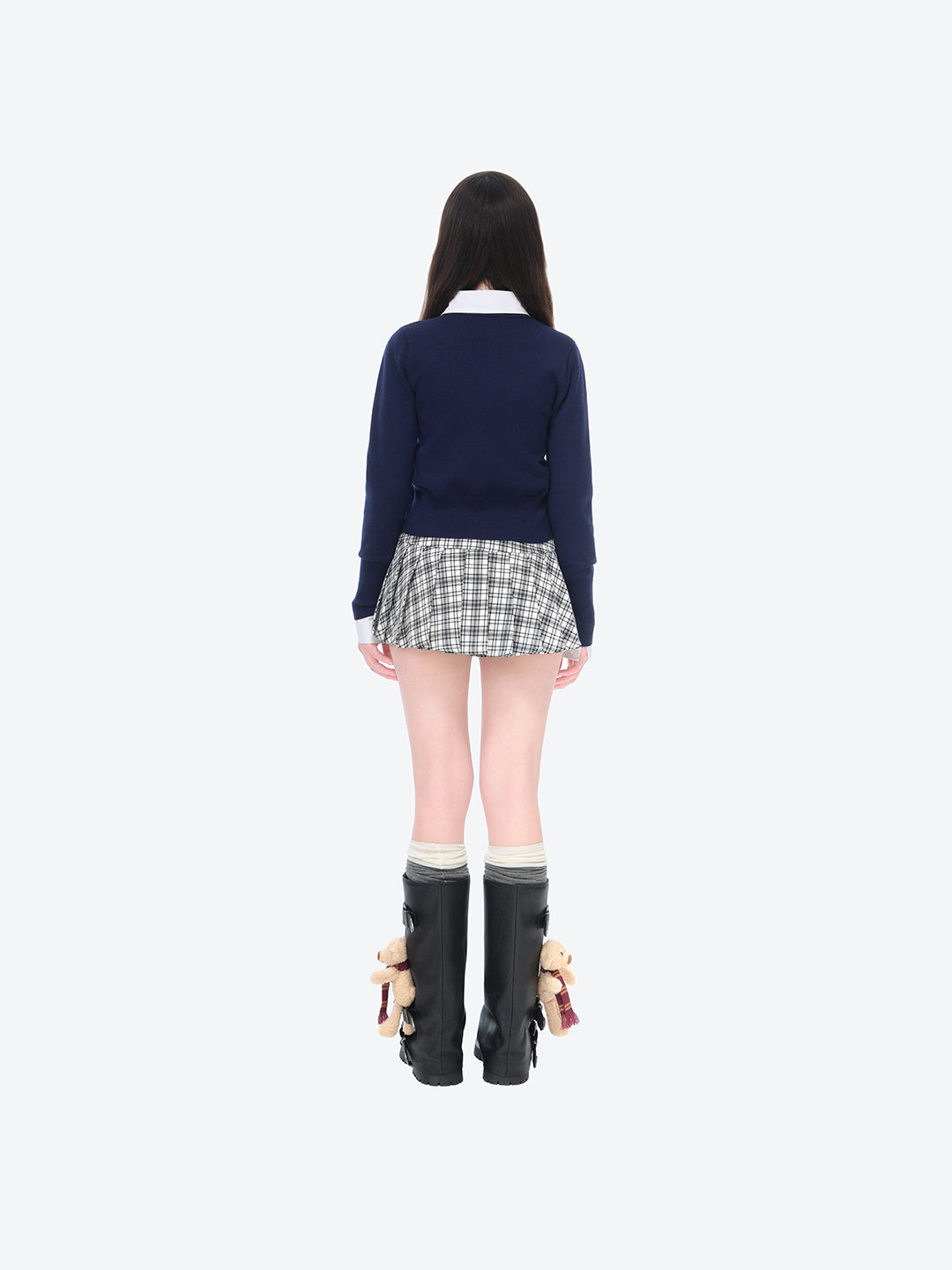 미니 로고 카디건 네이비 블루 상세 이미지 4