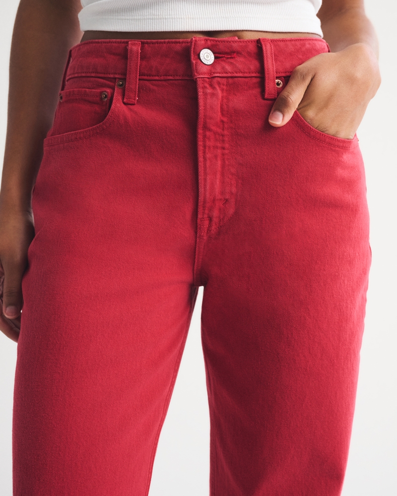 Curve Love High Rise 90s Relaxed Red Jean 상세 이미지 2