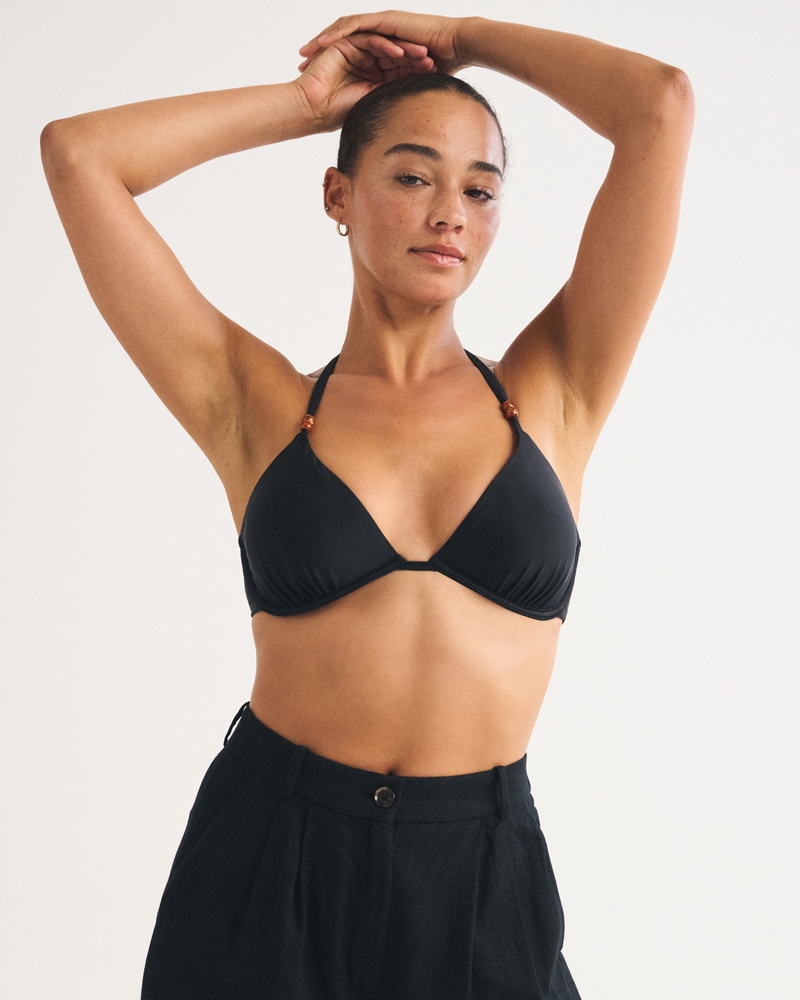 Curve Love Beaded Halter Triangle Underwire Bikini Top 상세 이미지 2