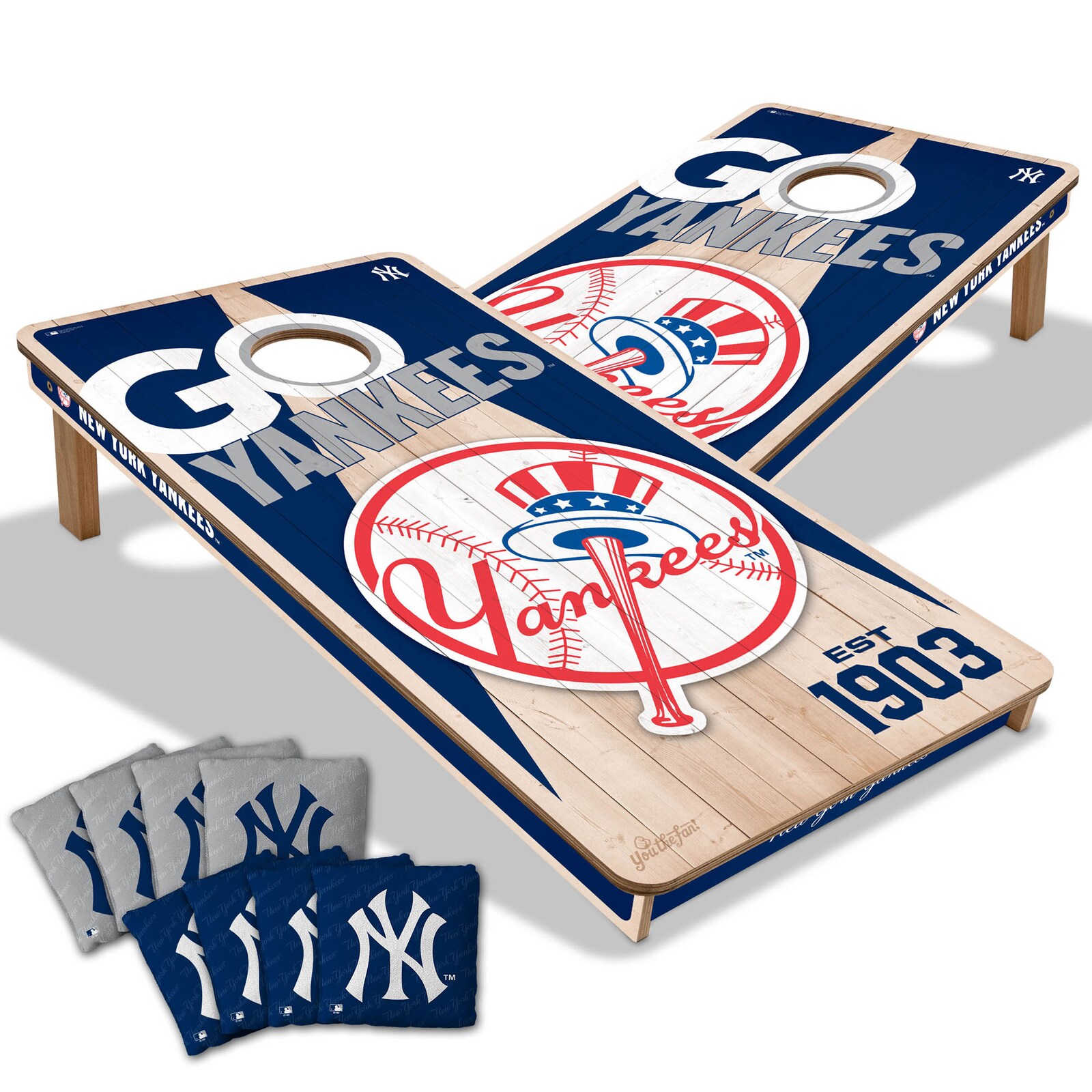 New York Yankees IDNA 2' x 4' 콘홀 게임 백 포함 세트 상세 이미지 2