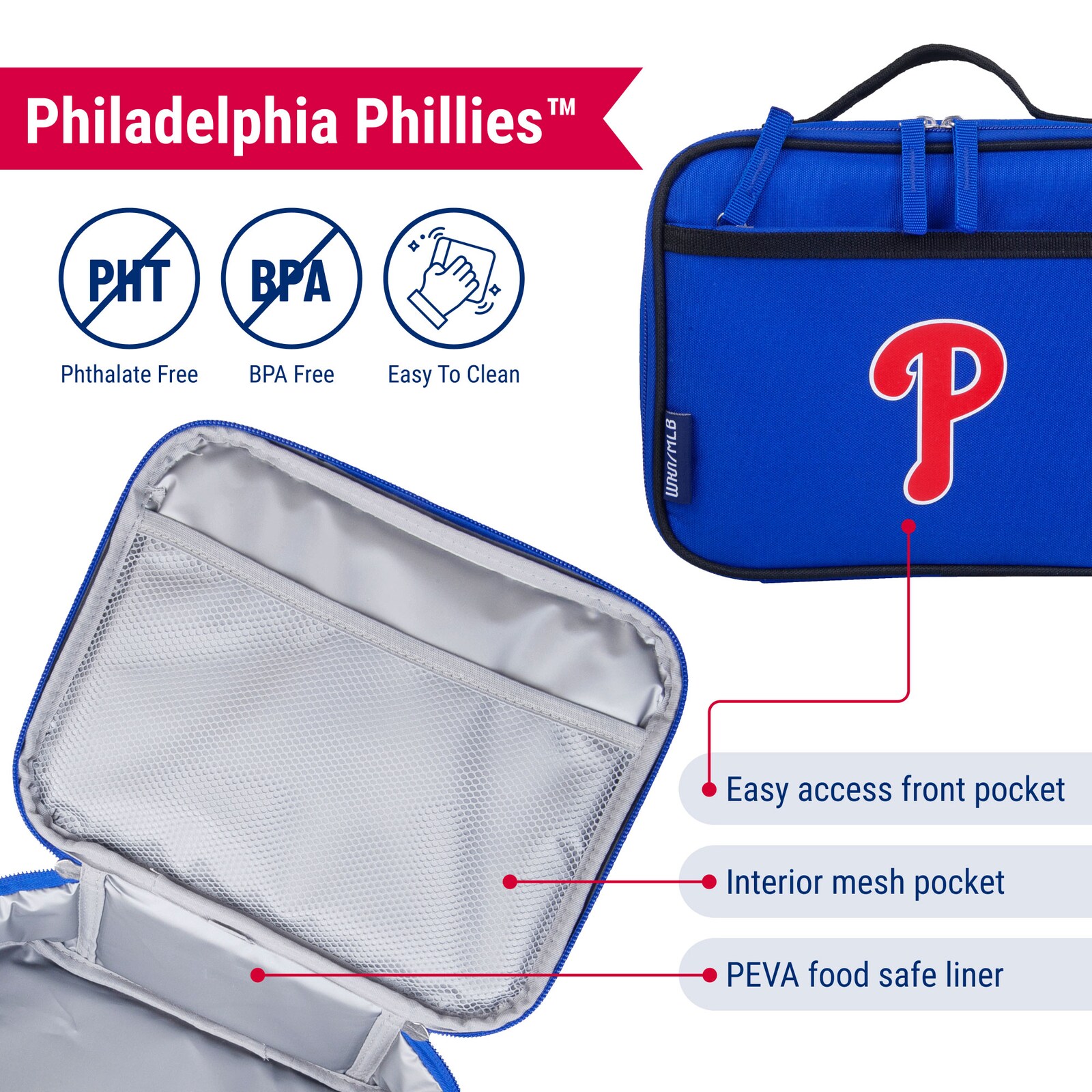 Philadelphia Phillies Wildkin 런치 박스 & 백팩 2종 세트 상세 이미지 5