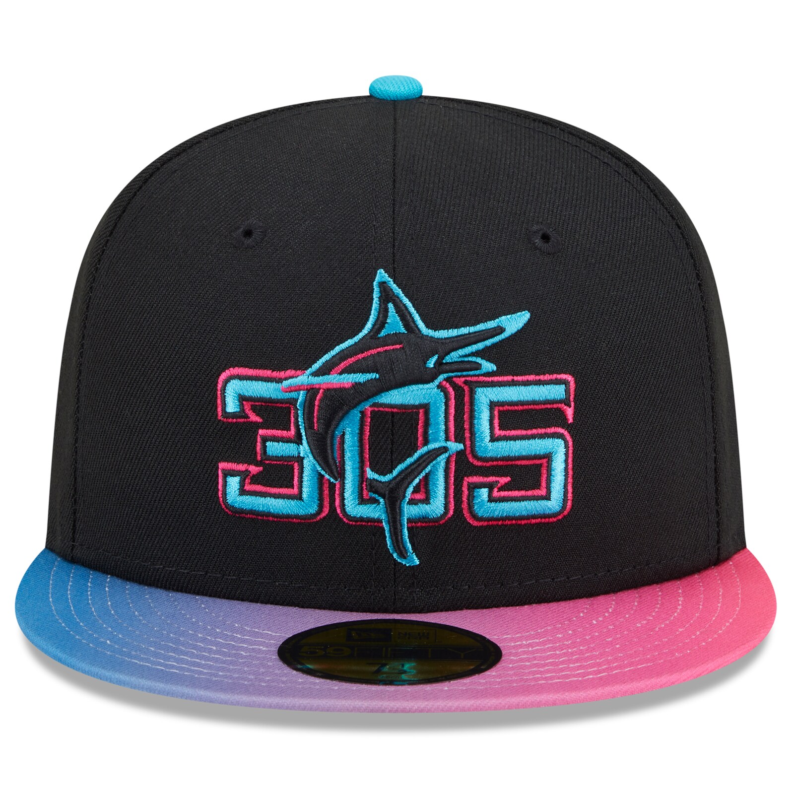 남성용 마이애미 말린스 New Era 블랙/핑크 2025 시티 커넥트 59FIFTY 피티드 모자 상세 이미지 3