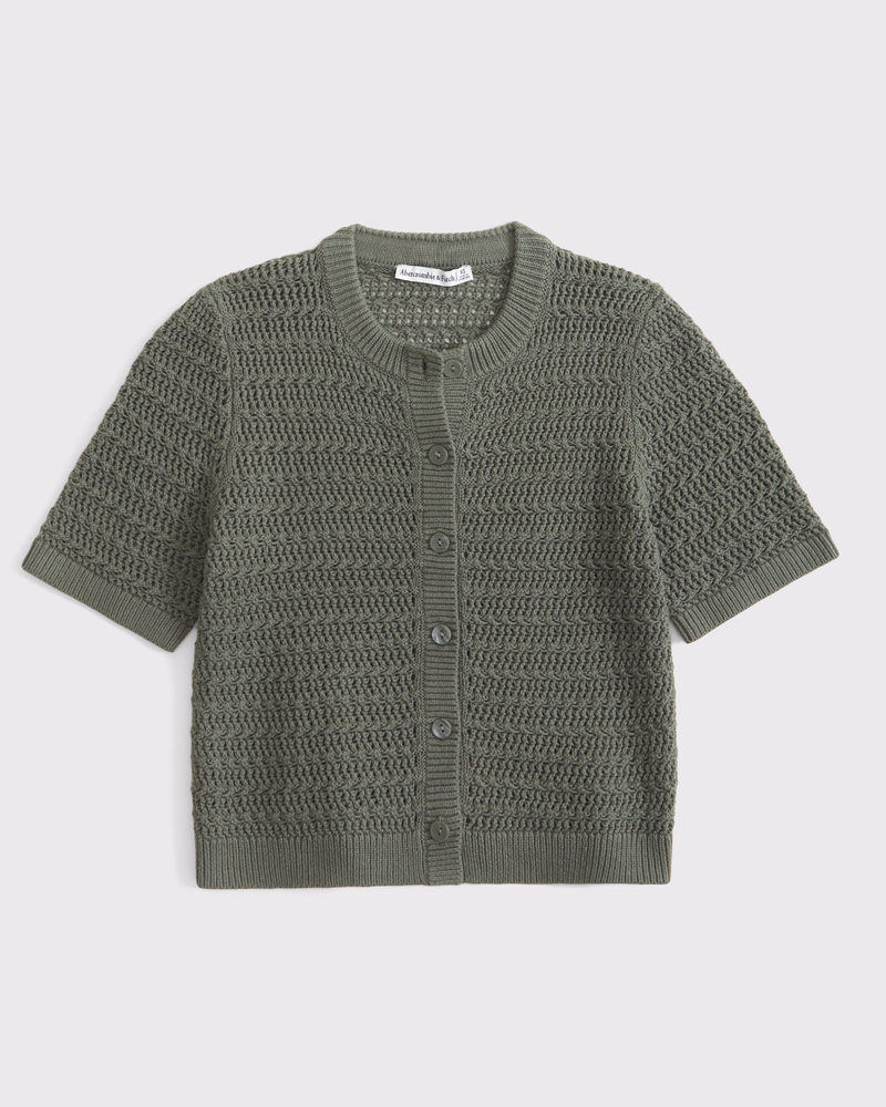 Textural Short-Sleeve Crew Cardigan 상세 이미지 6