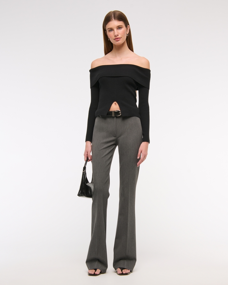 Ribbed Off-The-Shoulder Cutaway Sweater 상세 이미지 2