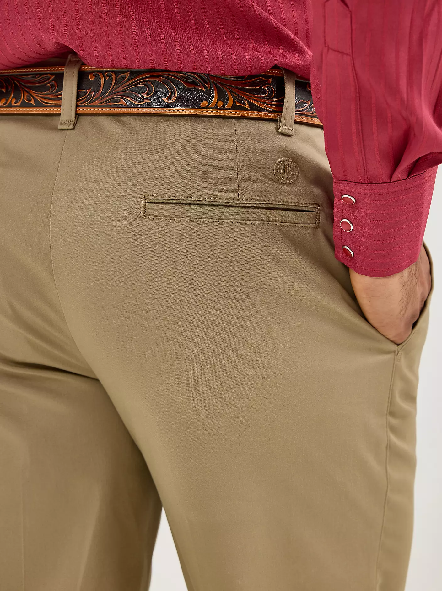 남성 카키 플랫 프론트 릴랙스핏 팬츠 상세 이미지 5