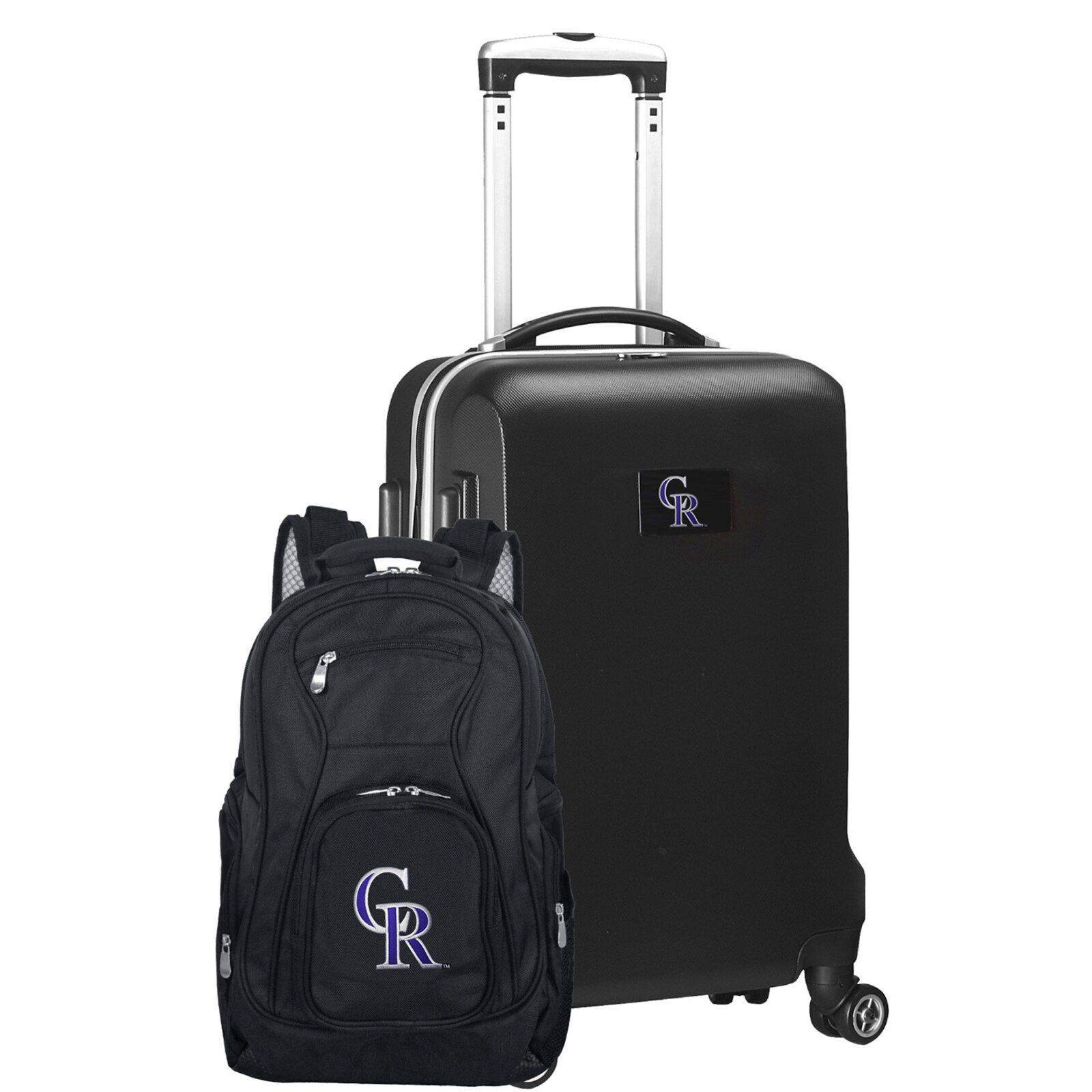 Colorado Rockies MOJO 블랙 디럭스 2종 백팩 및 기내용 캐리어 세트