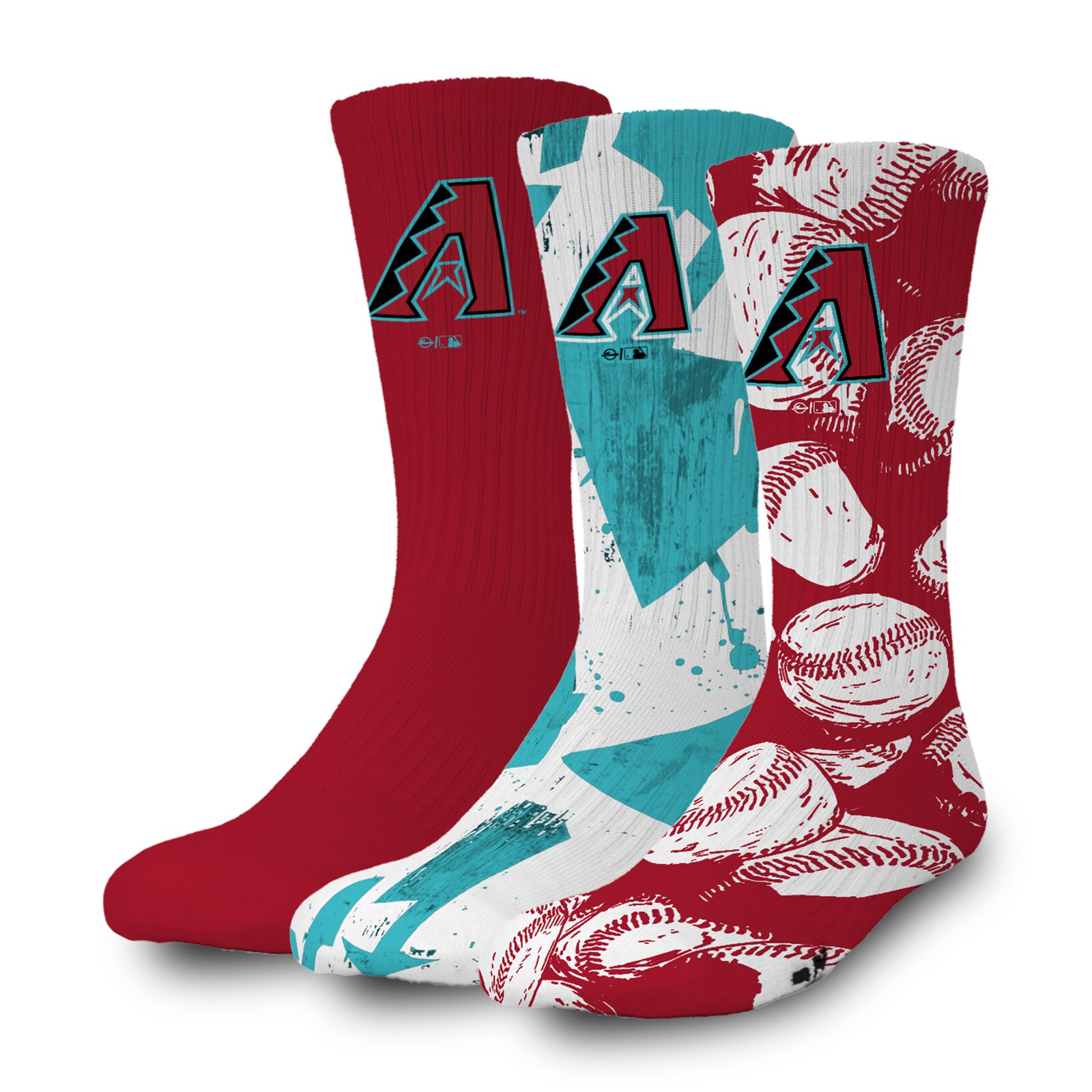 Arizona Diamondbacks ISlide 3팩 라이프스타일 크루 양말 세트