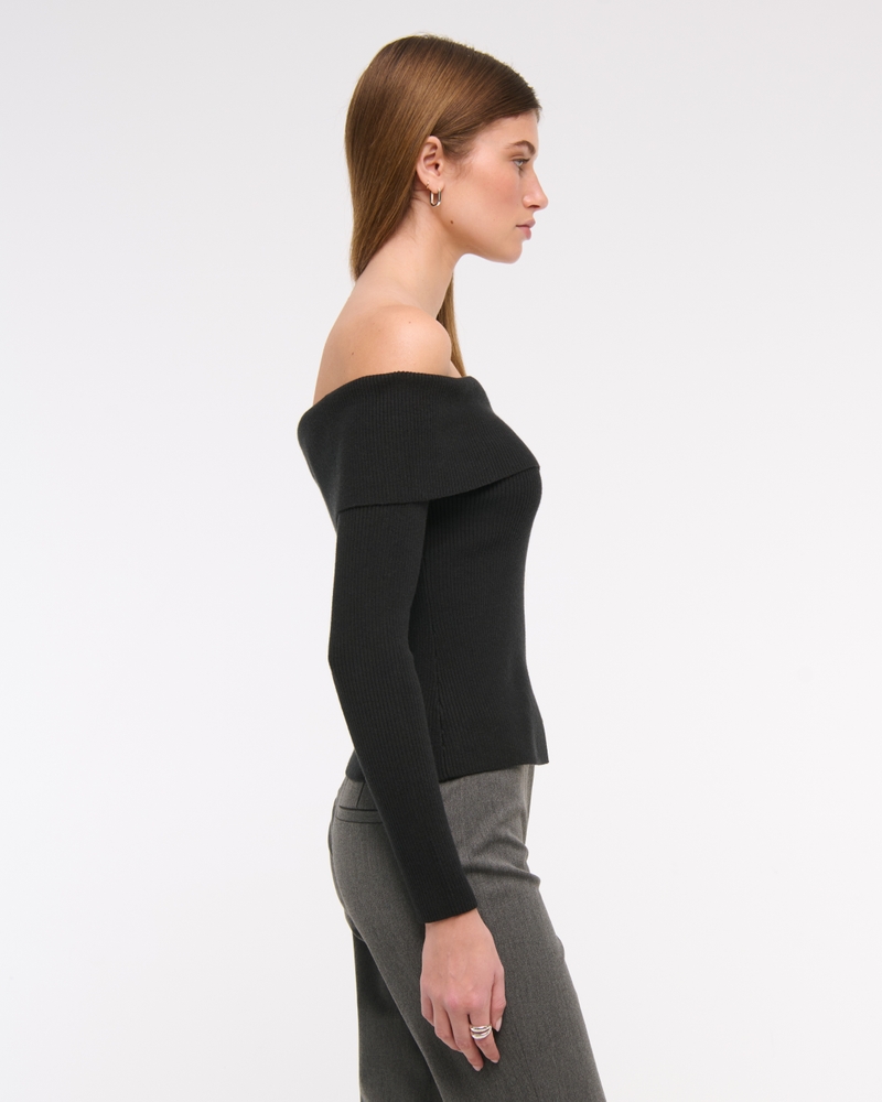 Ribbed Off-The-Shoulder Cutaway Sweater 상세 이미지 4