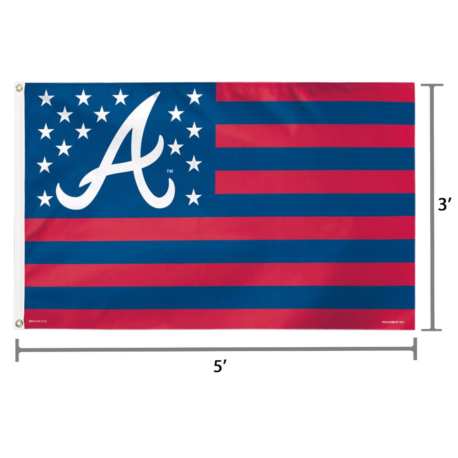 Atlanta Braves WinCraft 디럭스 성조기 3' x 5' 깃발 상세 이미지 3