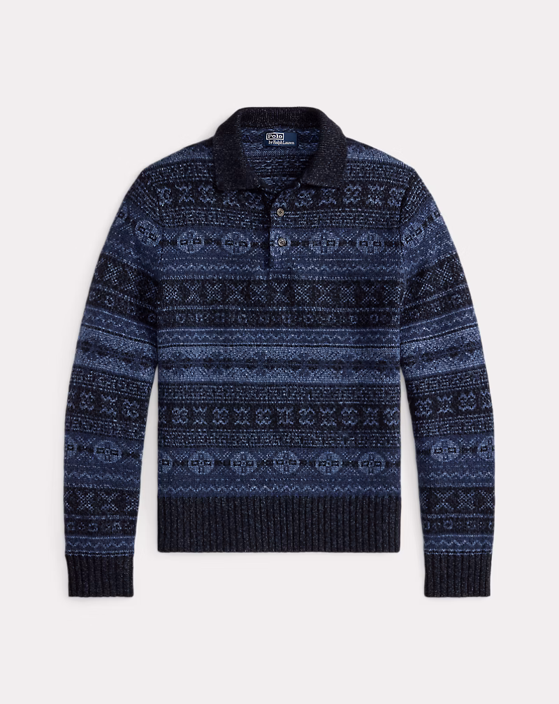 Fair Isle 울 리넨 폴로 스웨터 상세 이미지 2