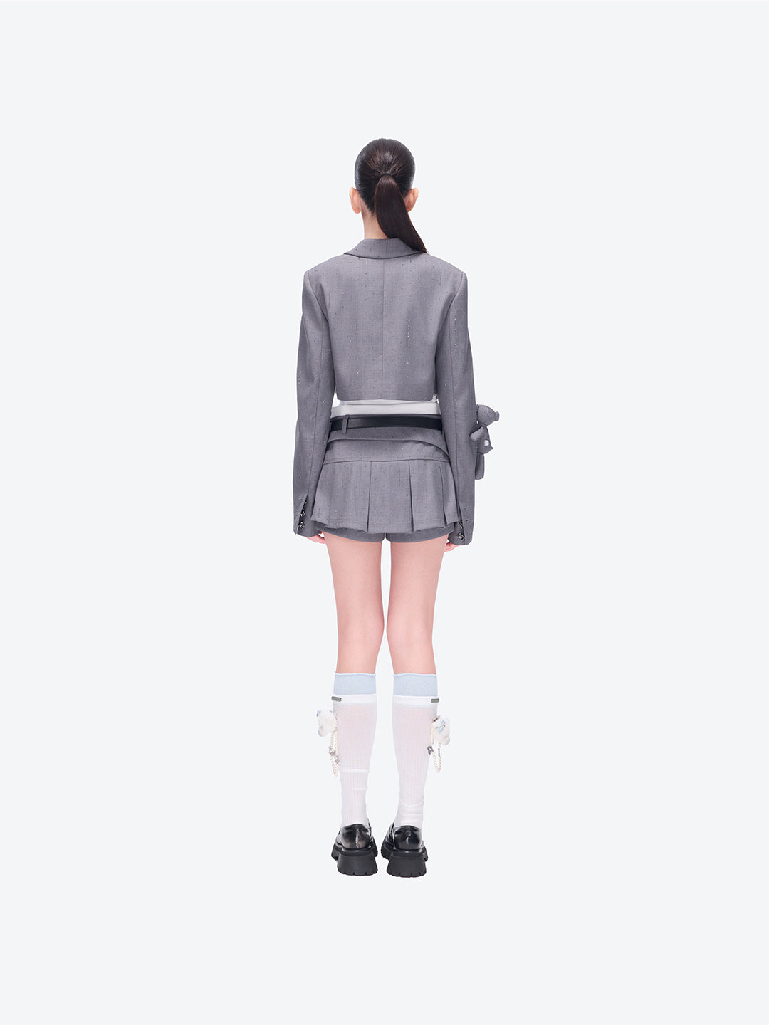 포켓 블레이저 플리츠 스커트 그레이 상세 이미지 4