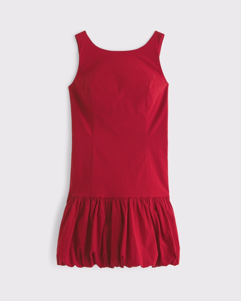 High-Neck Bubble Hem Mini Dress 상세 이미지 6