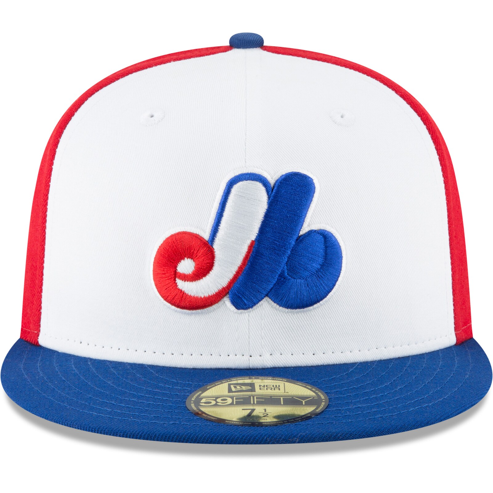남성용 몬트리올 엑스포스 New Era 화이트 쿠퍼스타운 컬렉션 울 59FIFTY 피티드 모자 상세 이미지 3