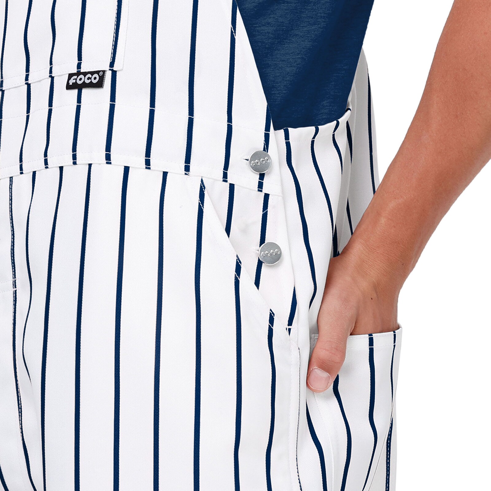 남성용 New York Yankees FOCO 화이트 핀스트라이프 빕 오버올 상세 이미지 6