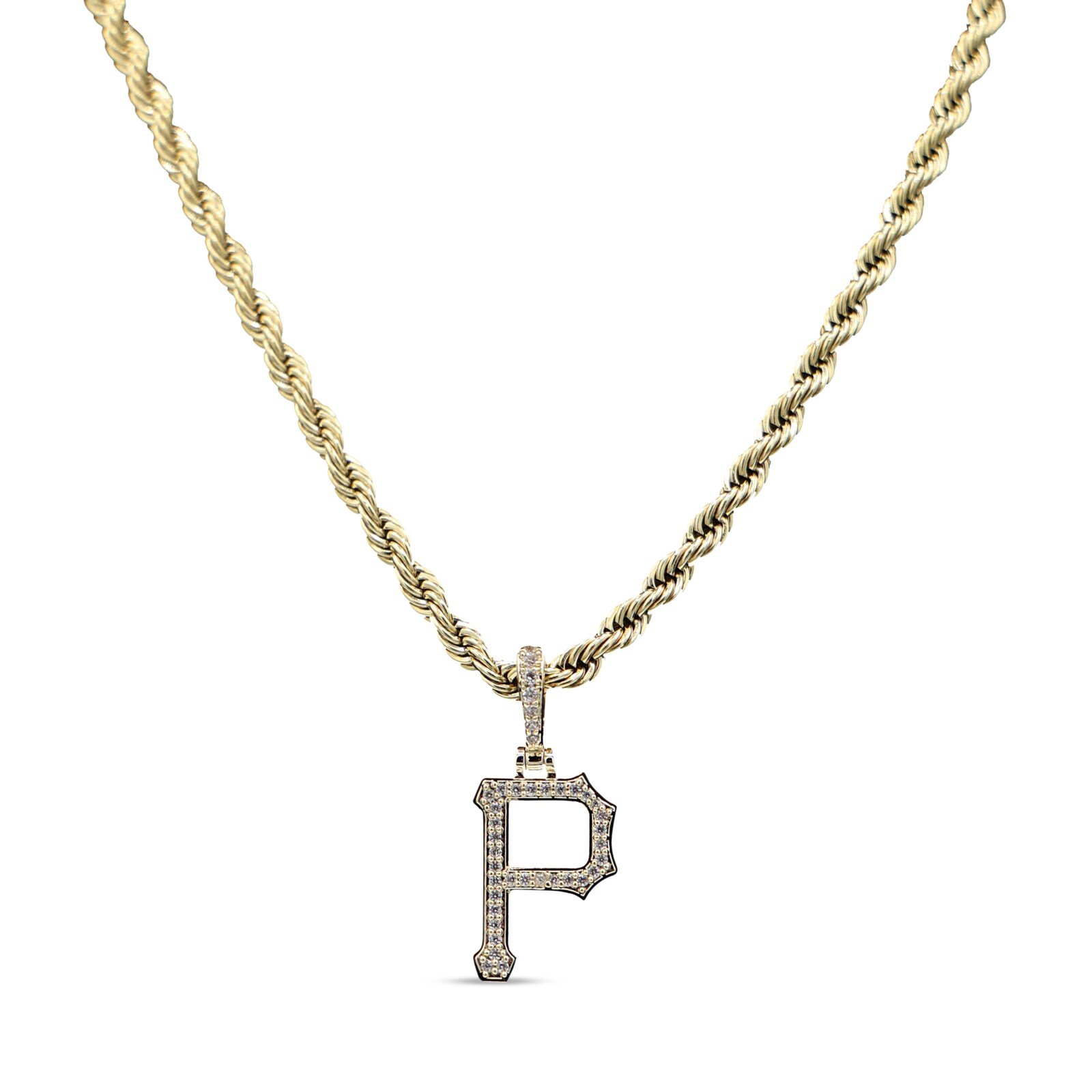 Pittsburgh Pirates GLD 18K 옐로 골드 로고 펜던트 & 20인치 로프 체인