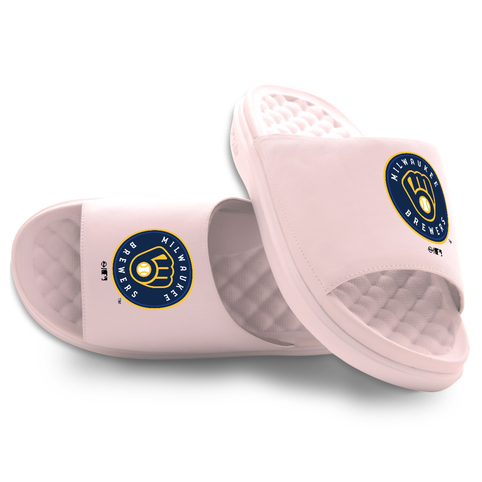 아동용 Milwaukee Brewers ISlide 핑크 프라이머리 모티브 슬라이드 샌들 상세 이미지 2