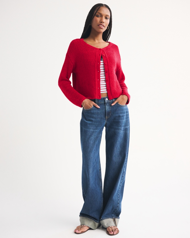 Open-Stitch Textural Crew Cardigan 상세 이미지 2