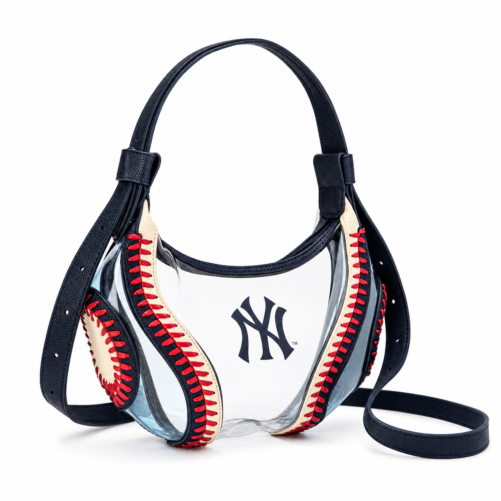 New York Yankees Montana West 투명 슬라우치 숄더백 상세 이미지 5