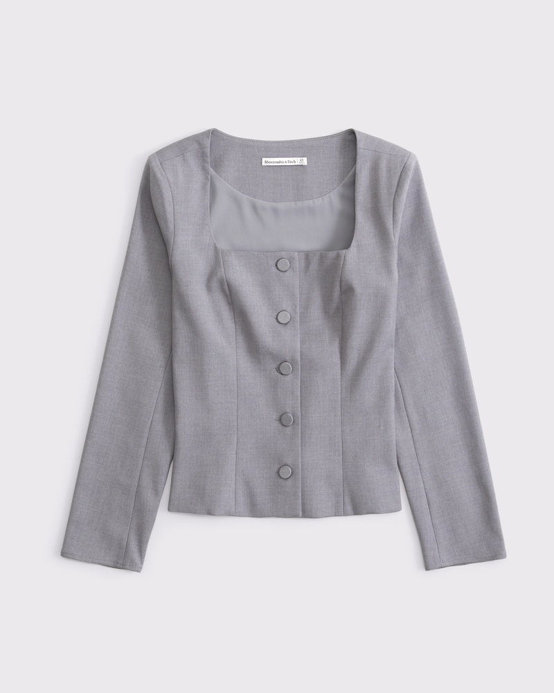Long-Sleeve Squareneck Tailored Vest 상세 이미지 6