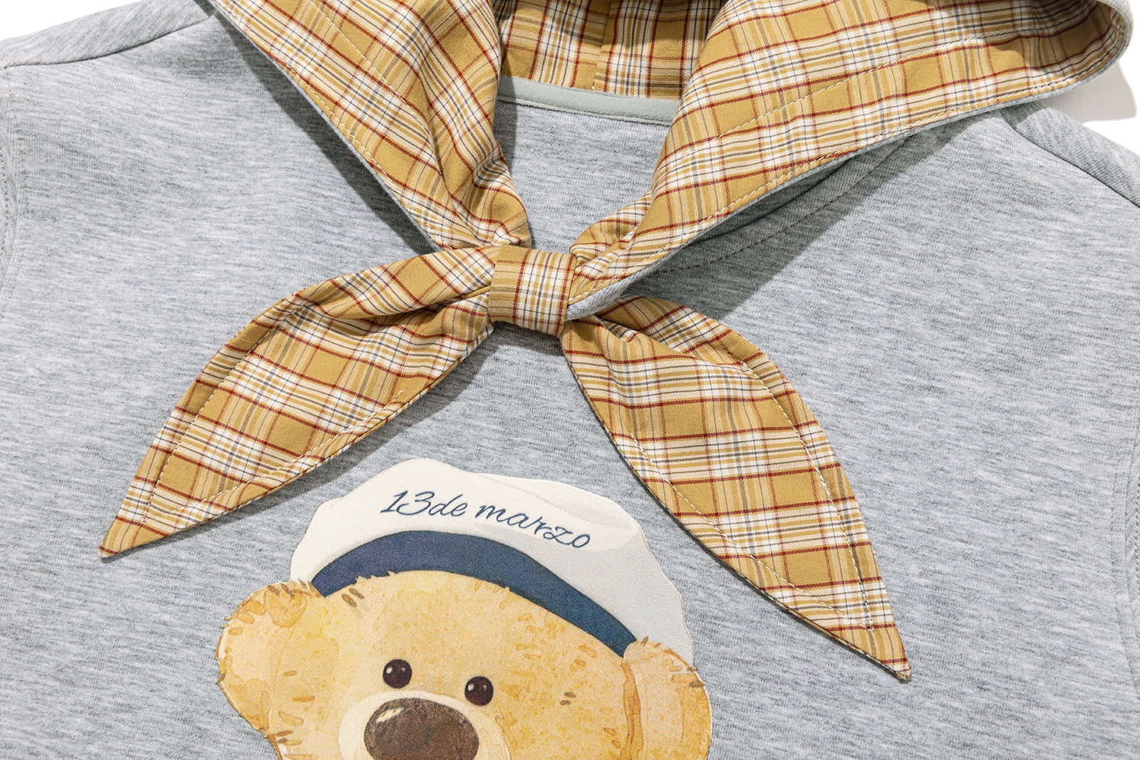 Babybear 세일러 베어 일러스트 후드 티셔츠 그레이 상세 이미지 5