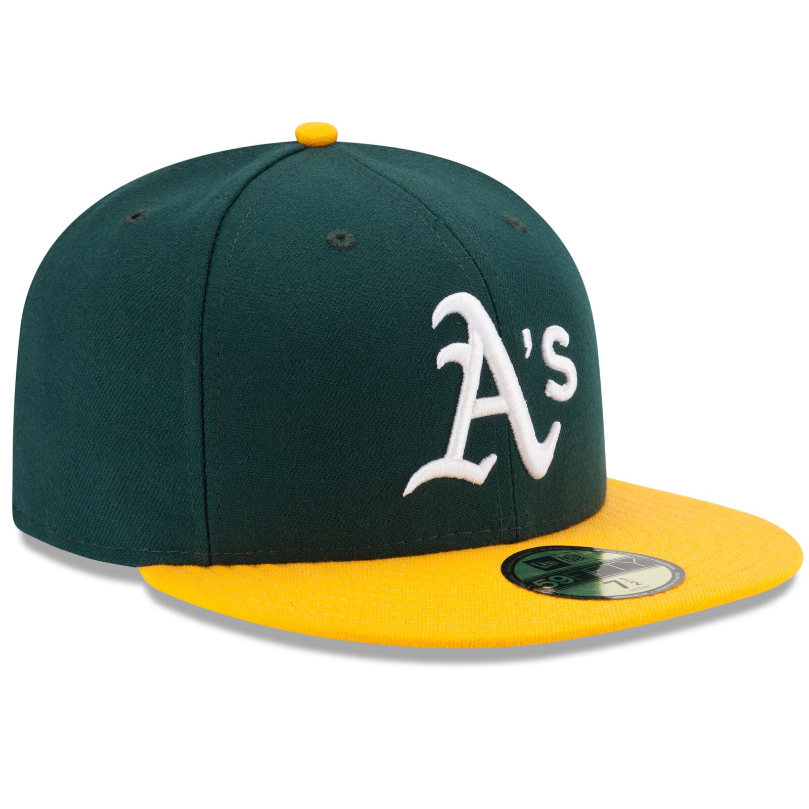 남성용 Athletics New Era 그린/옐로 홈 어센틱 컬렉션 온필드 59FIFTY 피티드 모자 상세 이미지 4