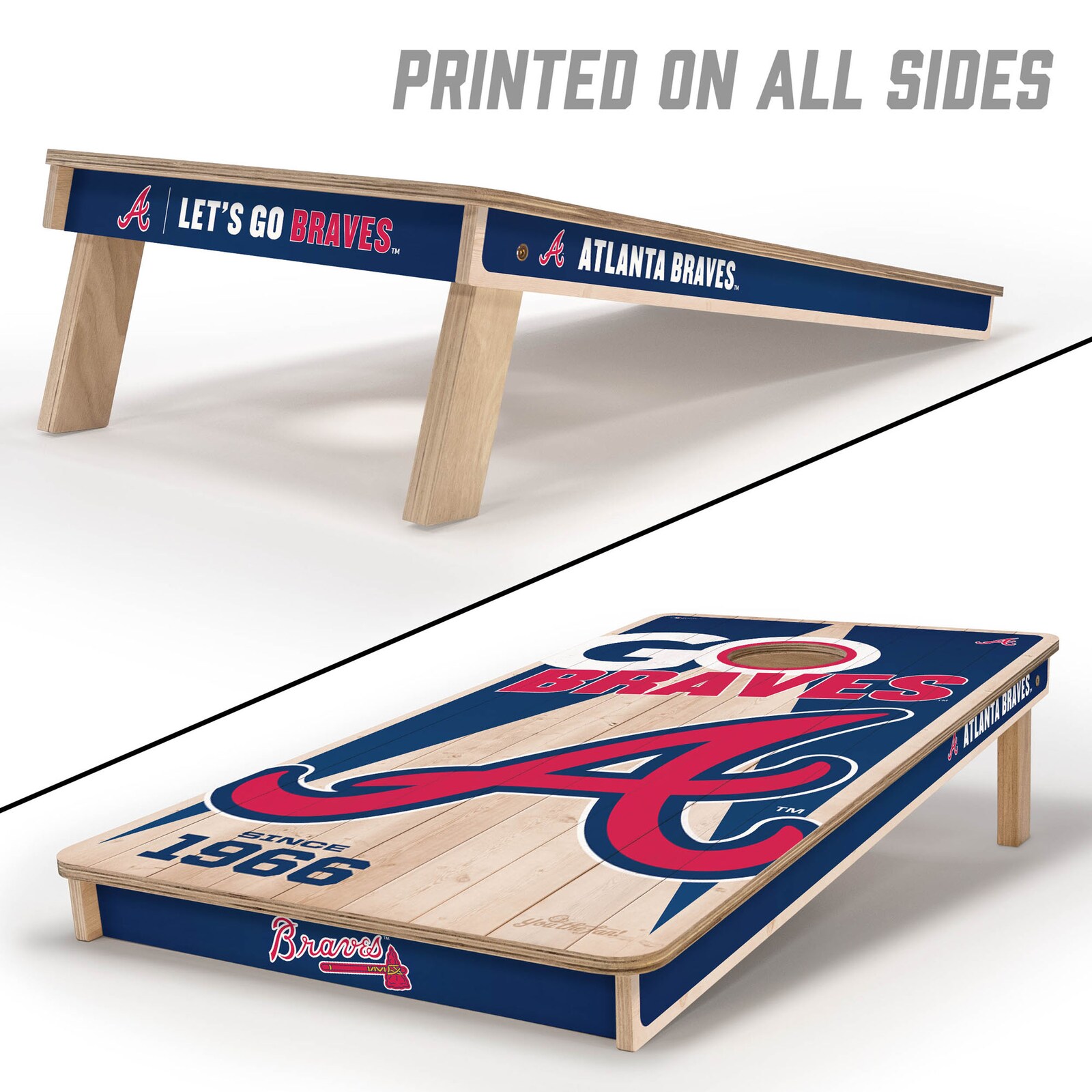 Atlanta Braves IDNA 2' x 4' 콘홀 게임 백 포함 세트 상세 이미지 3