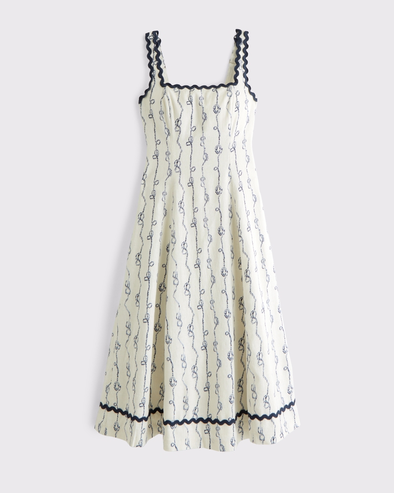 The A&F Mila Ric-Rac Linen-Blend Midi Dress 상세 이미지 6