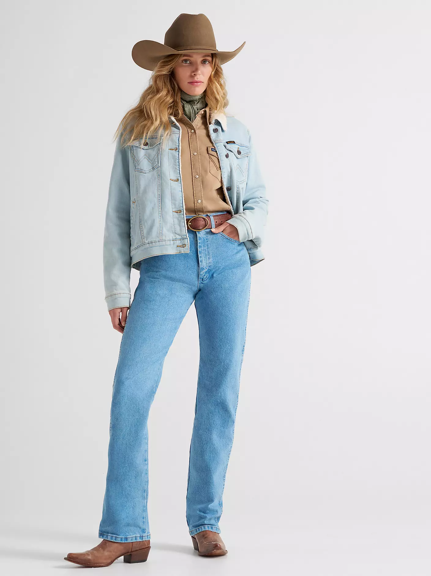 여성용 Wrangler® 카우보이 컷® 슬림핏 앤티크 워시 진 상세 이미지 3