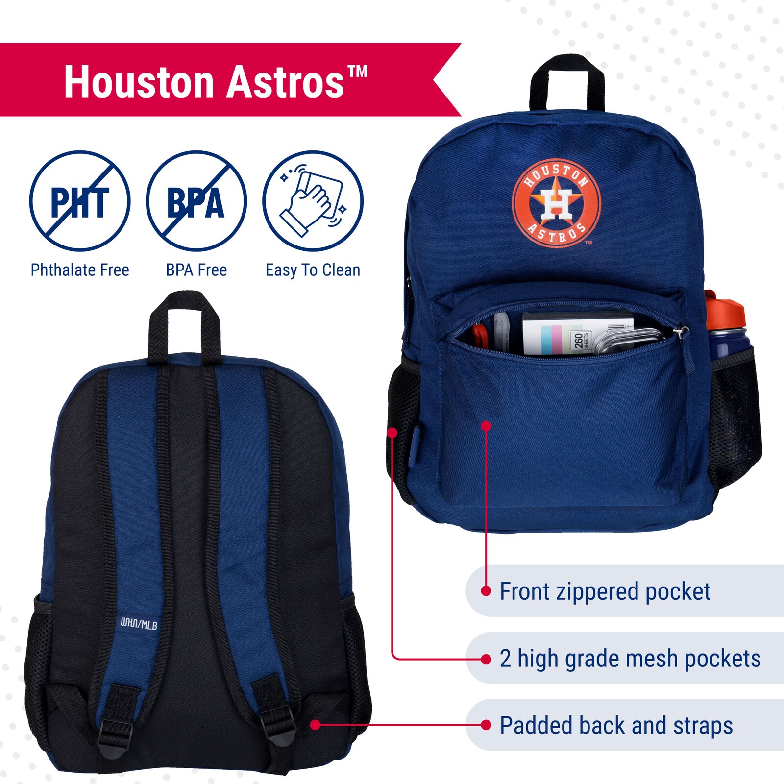 Houston Astros Wildkin 백팩 & 18온스 물병 2종 세트 상세 이미지 4