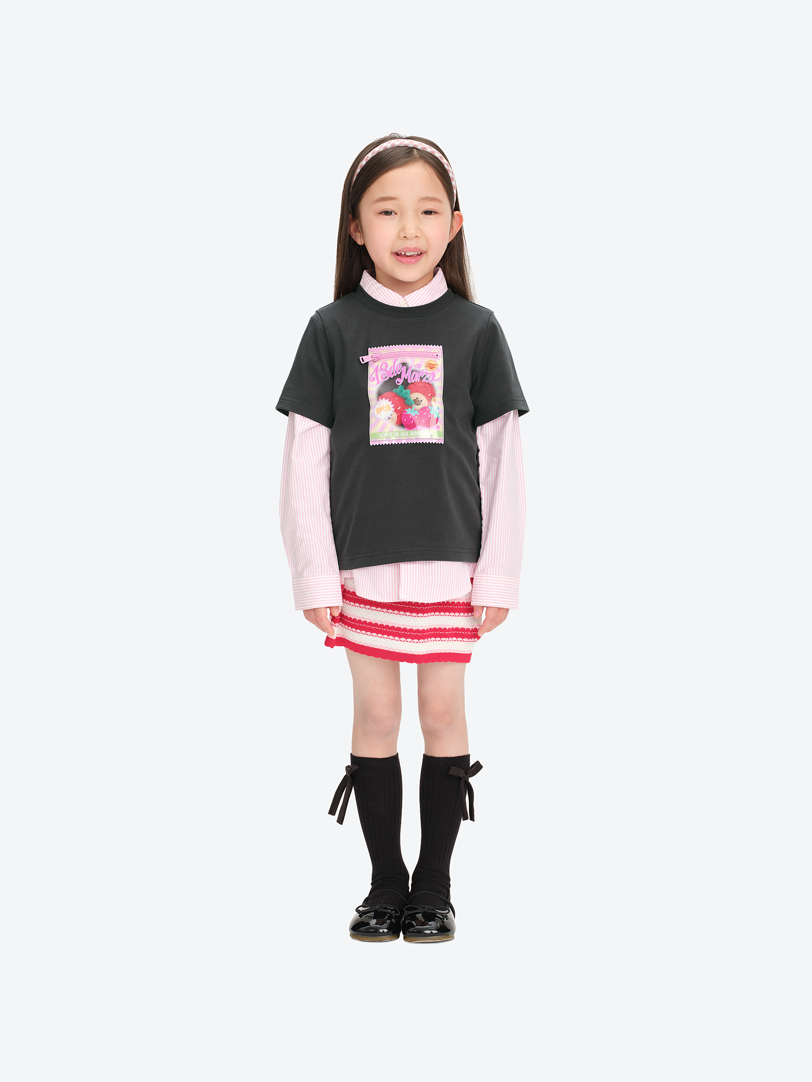 베이비베어 캔디 포장지 프린트 티셔츠 다크 그레이 상세 이미지 2