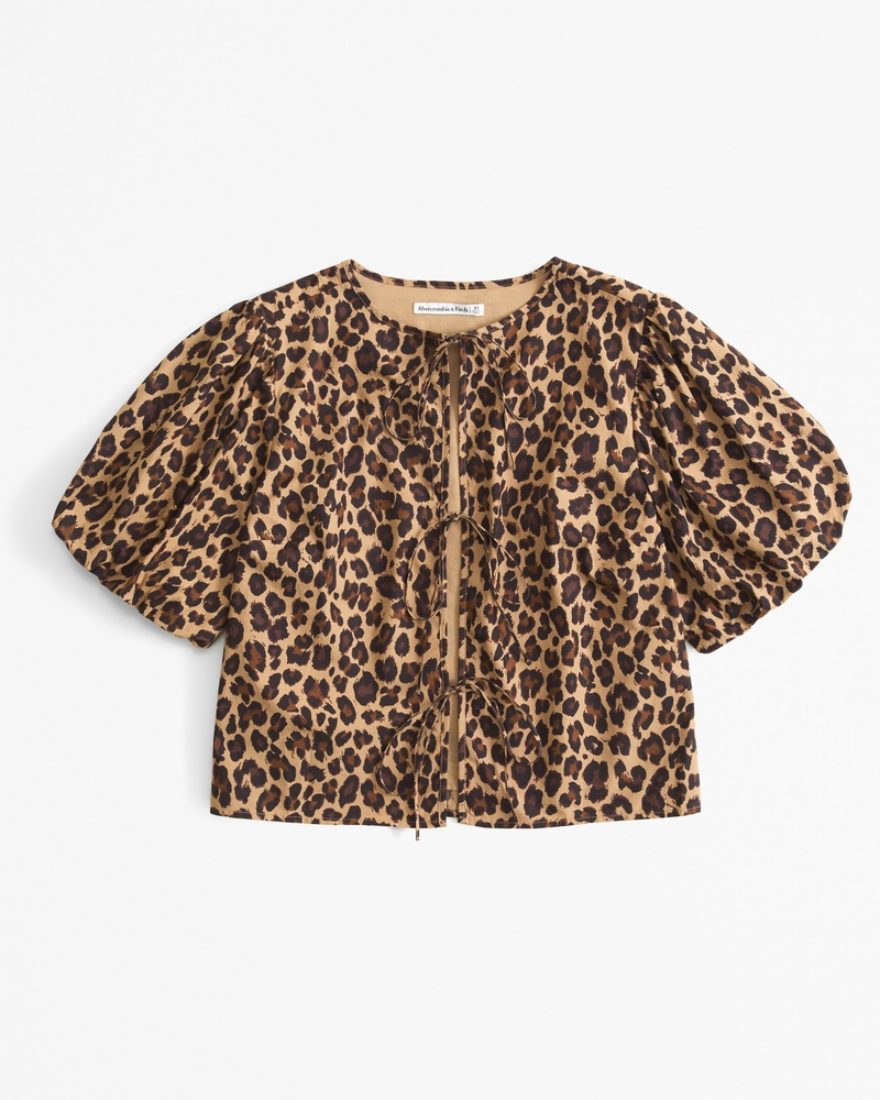 Short-Sleeve Tie-Front Top 상세 이미지 6