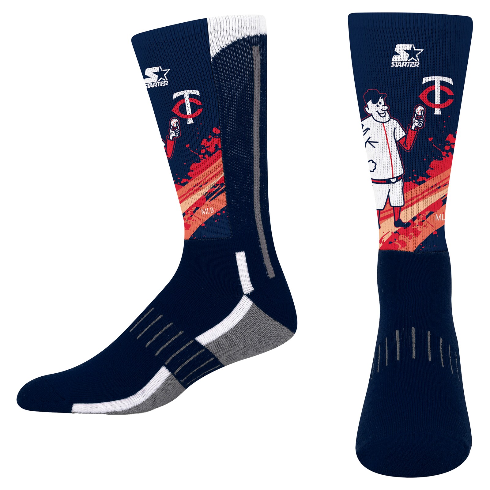 유소년용 Minnesota Twins Starter 네이비 피넘 마스코트 컬러 스플래시 크루 양말 상세 이미지 2