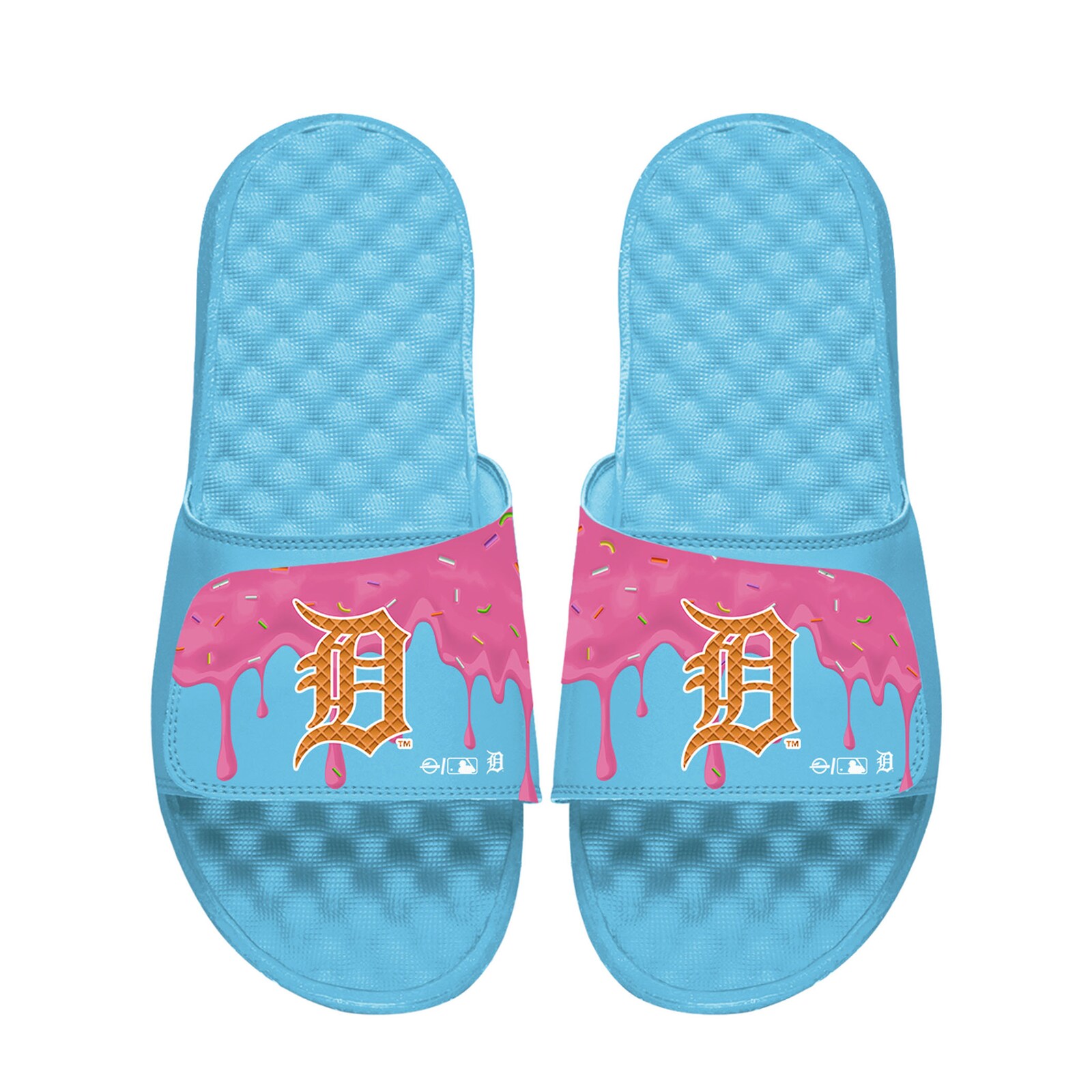 남녀공용 Detroit Tigers ISlide 블루 아이스크림 드립 슬라이드 샌들