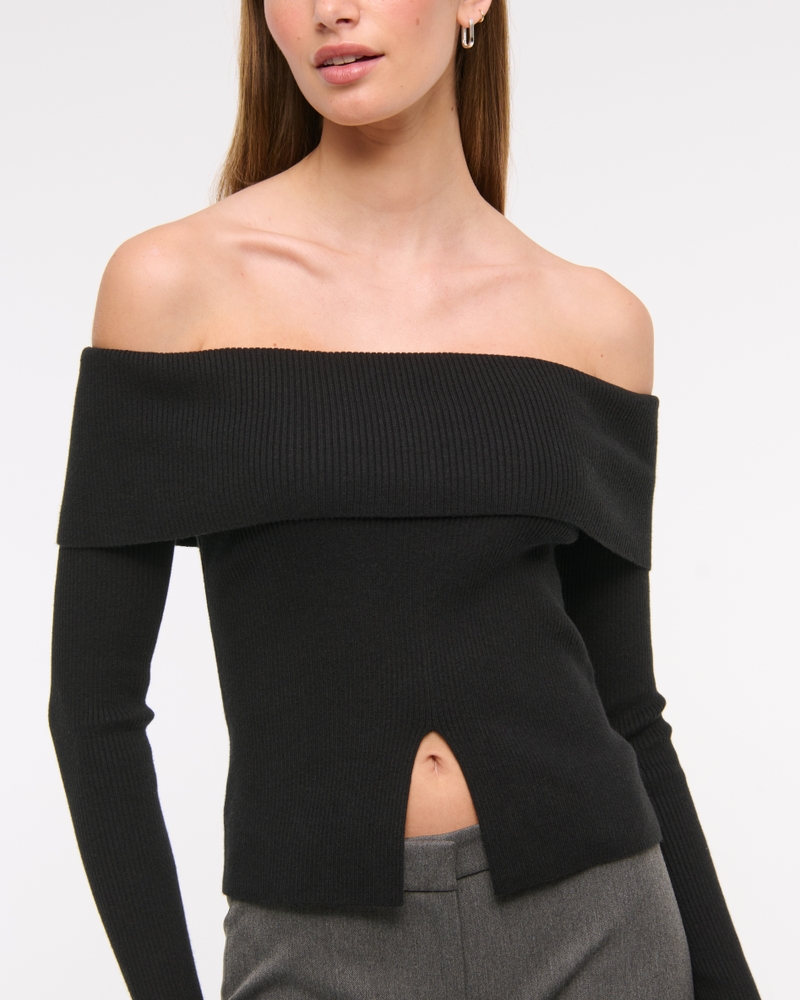 Ribbed Off-The-Shoulder Cutaway Sweater 상세 이미지 3