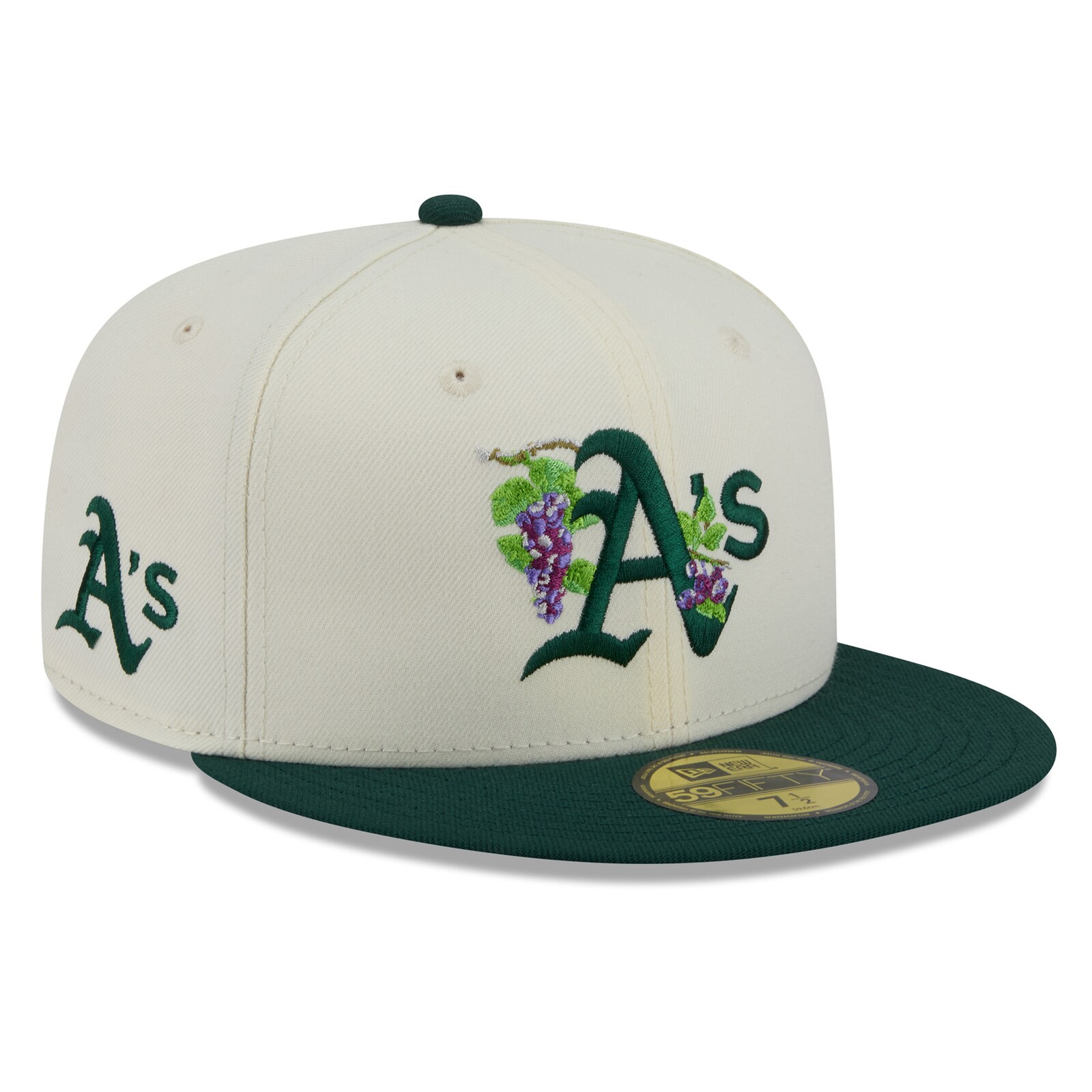 남성용 Athletics New Era 화이트/그린 Blossom 59FIFTY 피티드 모자 상세 이미지 2